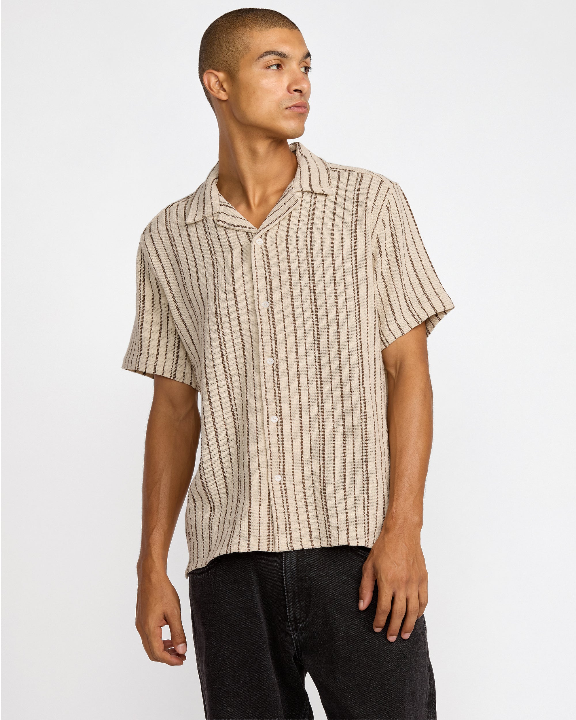 Vacancy Stripe Short Sleeve Shirt - Ceramic