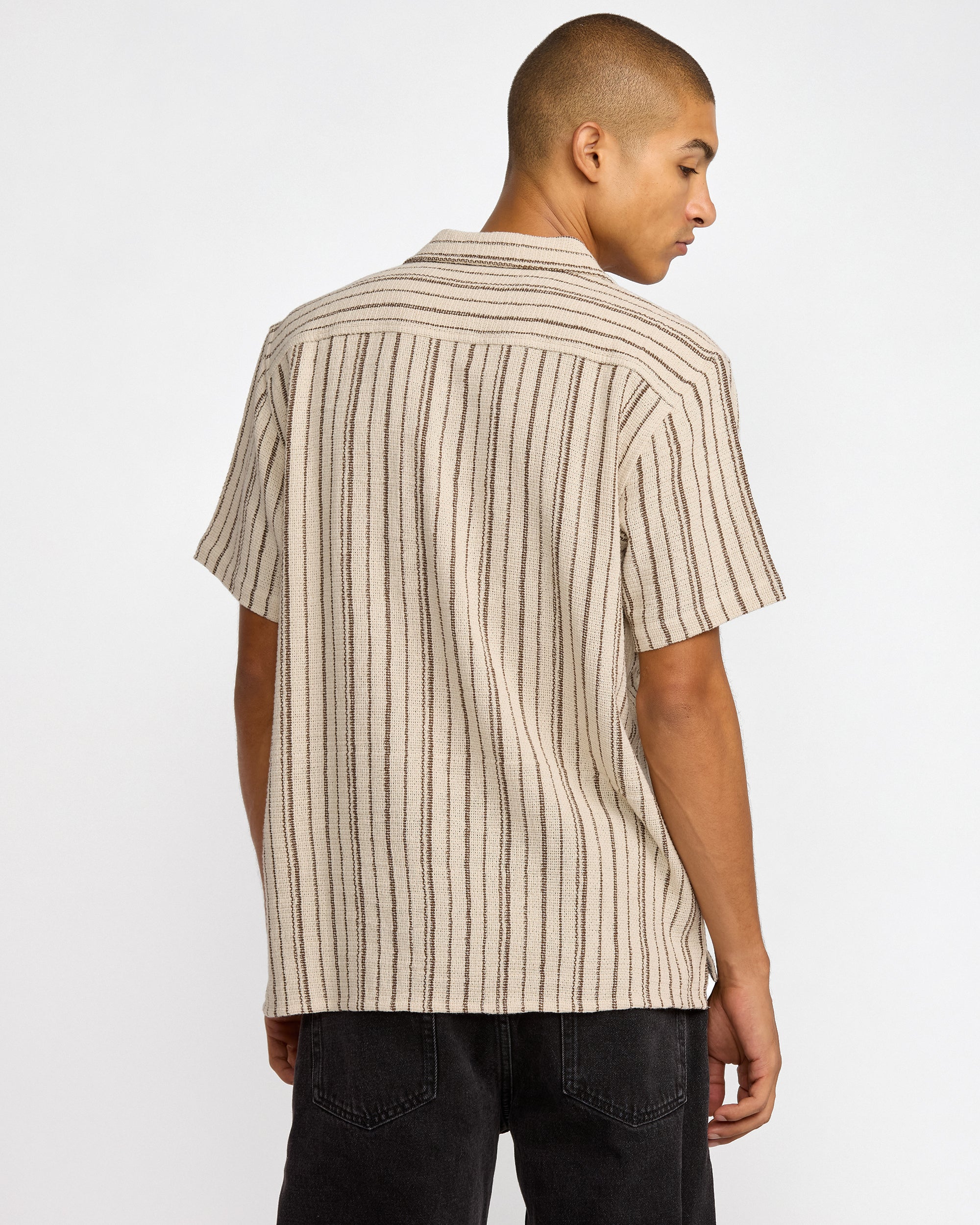 Vacancy Stripe Short Sleeve Shirt - Ceramic
