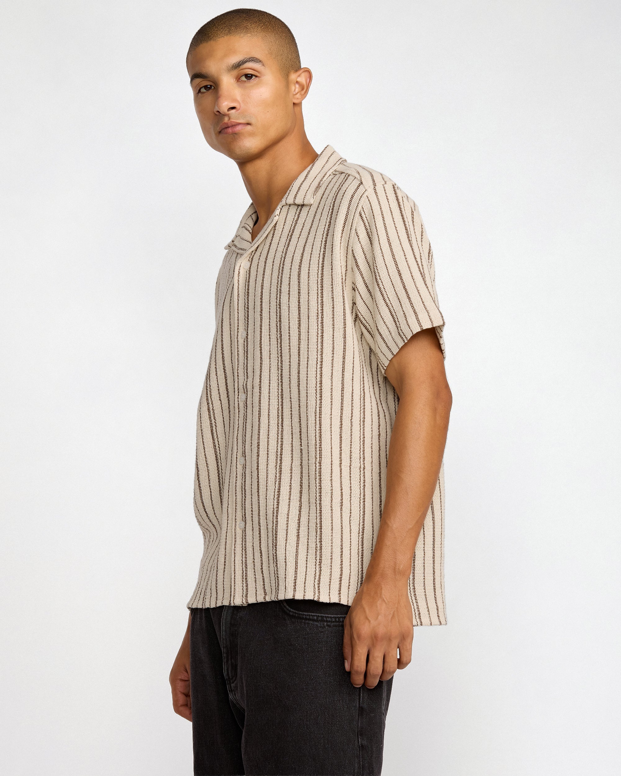 Vacancy Stripe Short Sleeve Shirt - Ceramic
