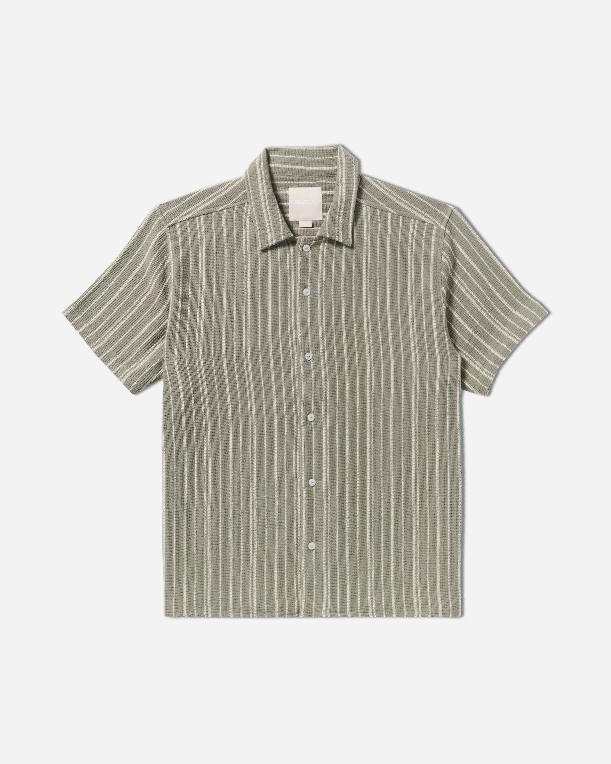 Vacancy Stripe Short Sleeve Shirt - Light Olive