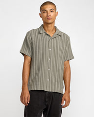 Vacancy Stripe Short Sleeve Shirt - Light Olive