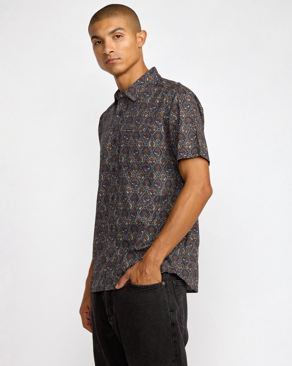 Blossom Quilt Short Sleeve Shirt - RVCA Black