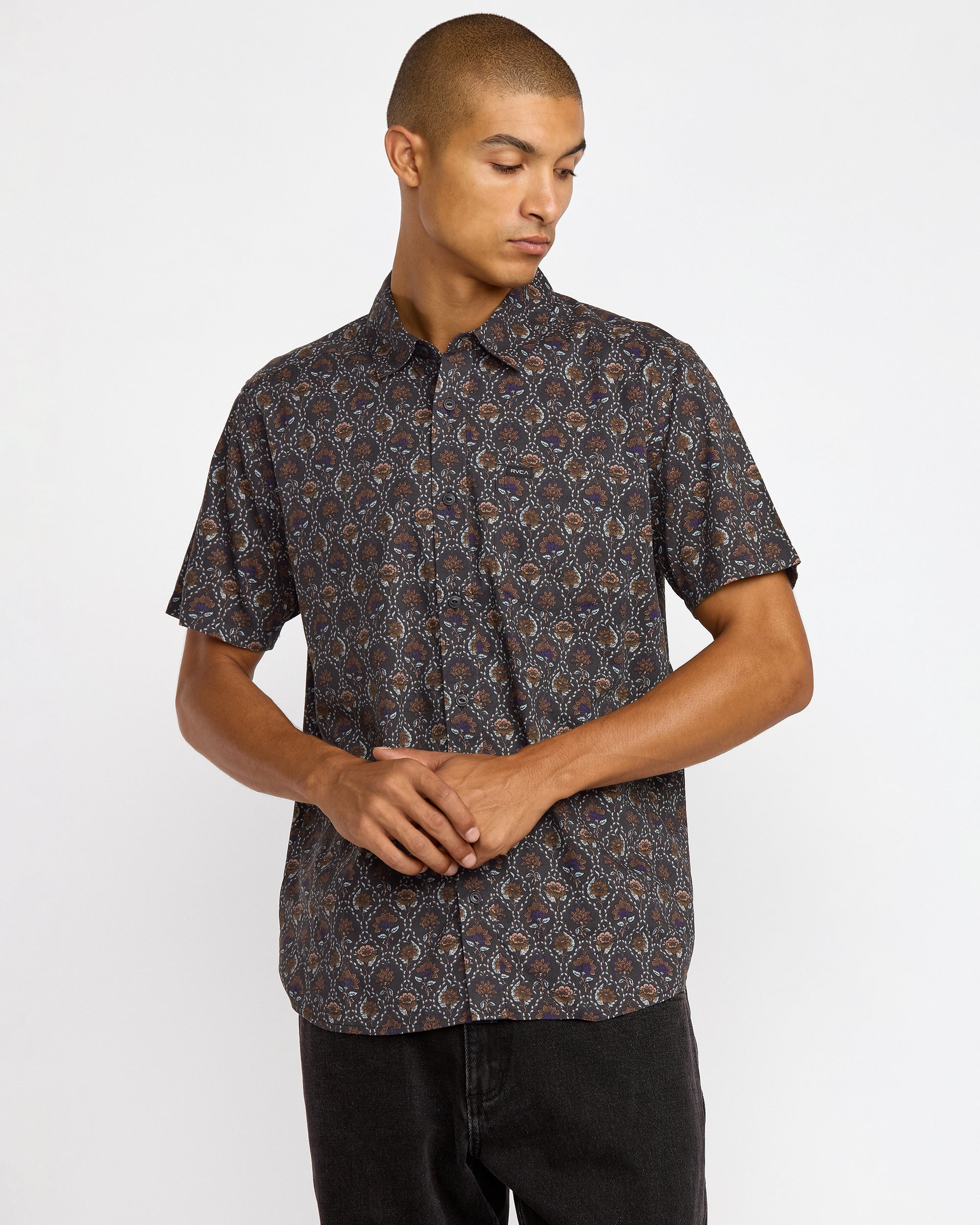 Blossom Quilt Short Sleeve Shirt - RVCA Black