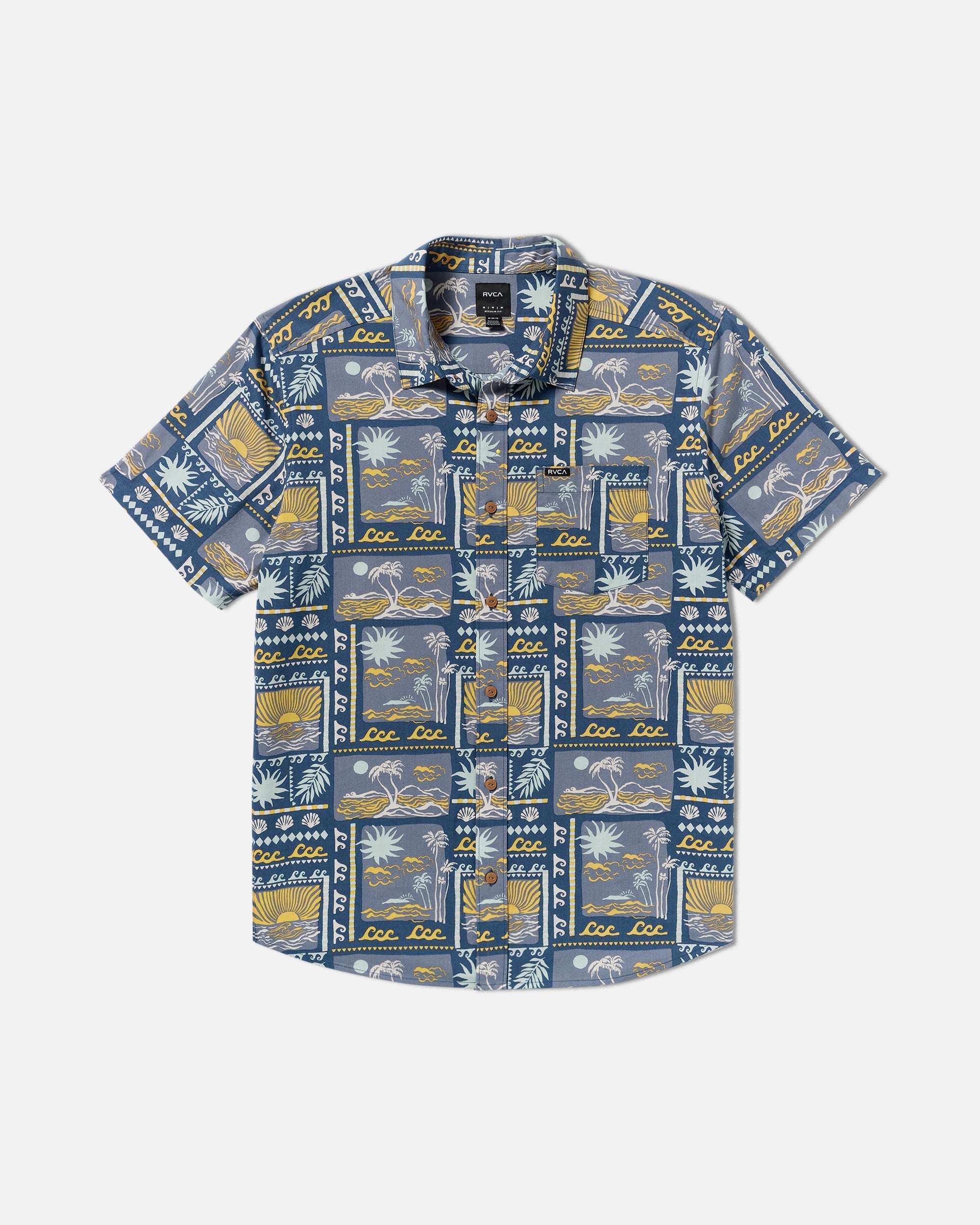 Hawaii Sunset Short Sleeve Shirt - Dark Denim