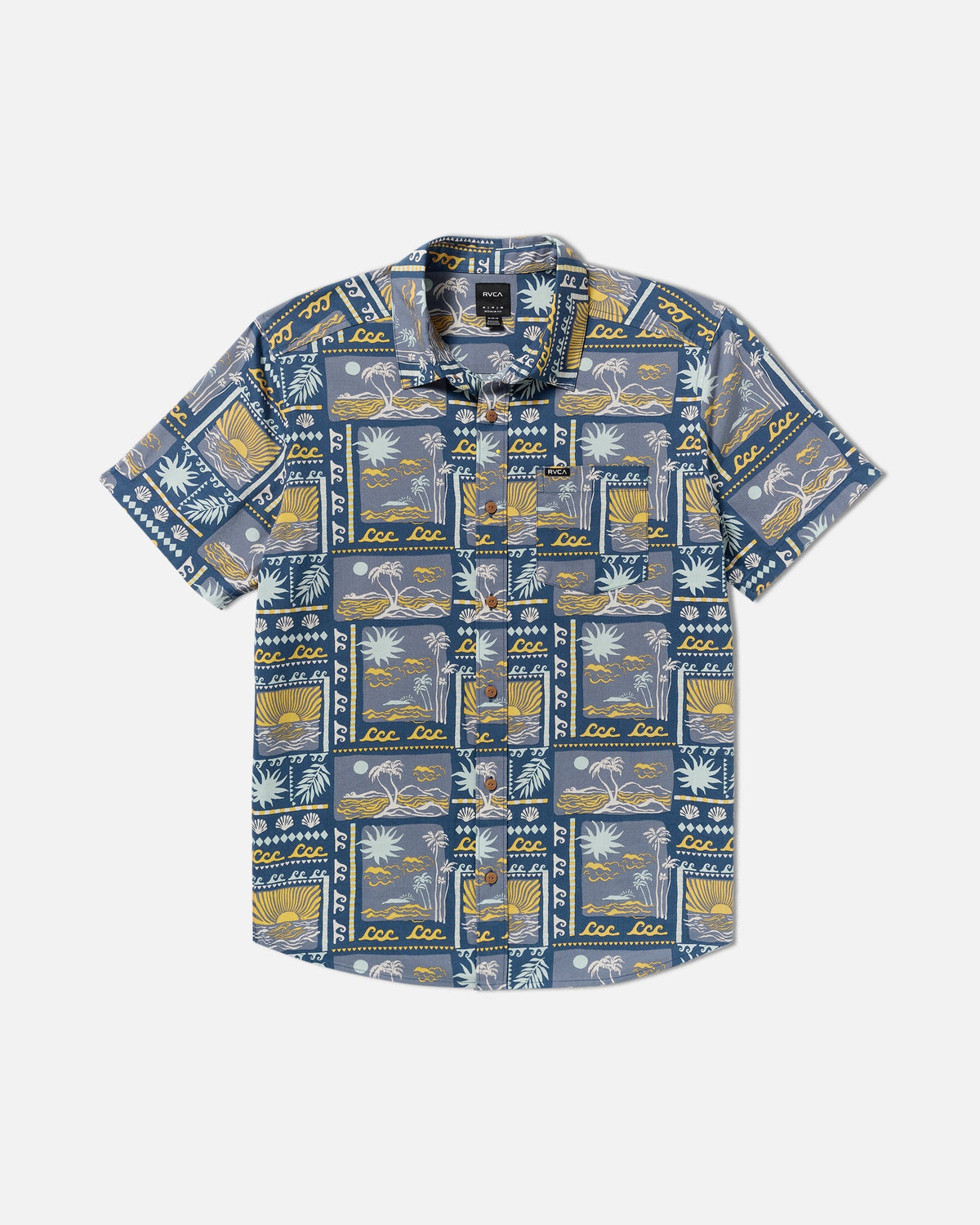 Hawaii Sunset Short Sleeve Shirt - Dark Denim