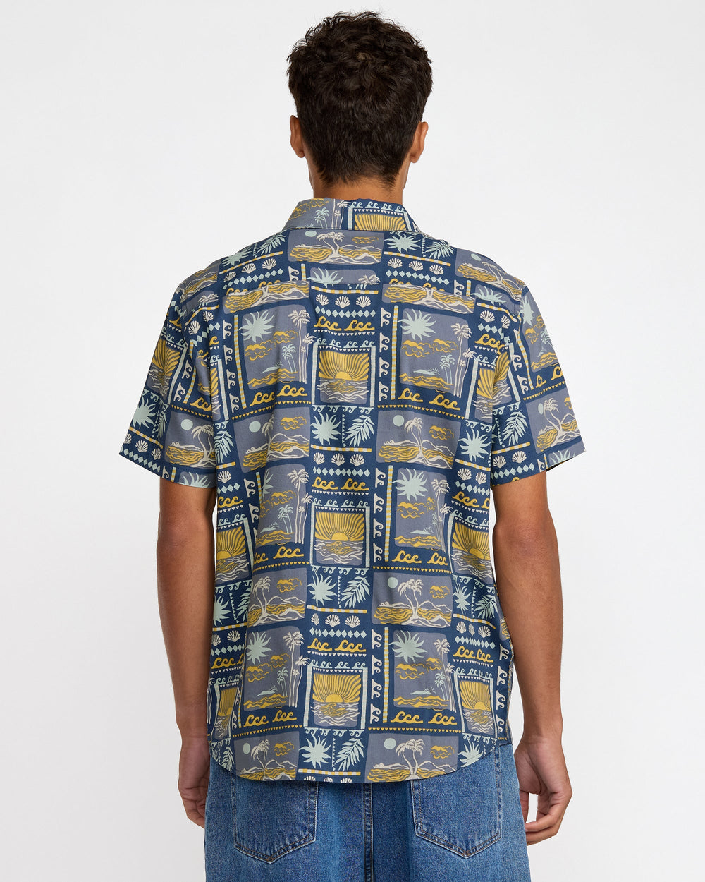 Hawaii Sunset Short Sleeve Shirt - Dark Denim