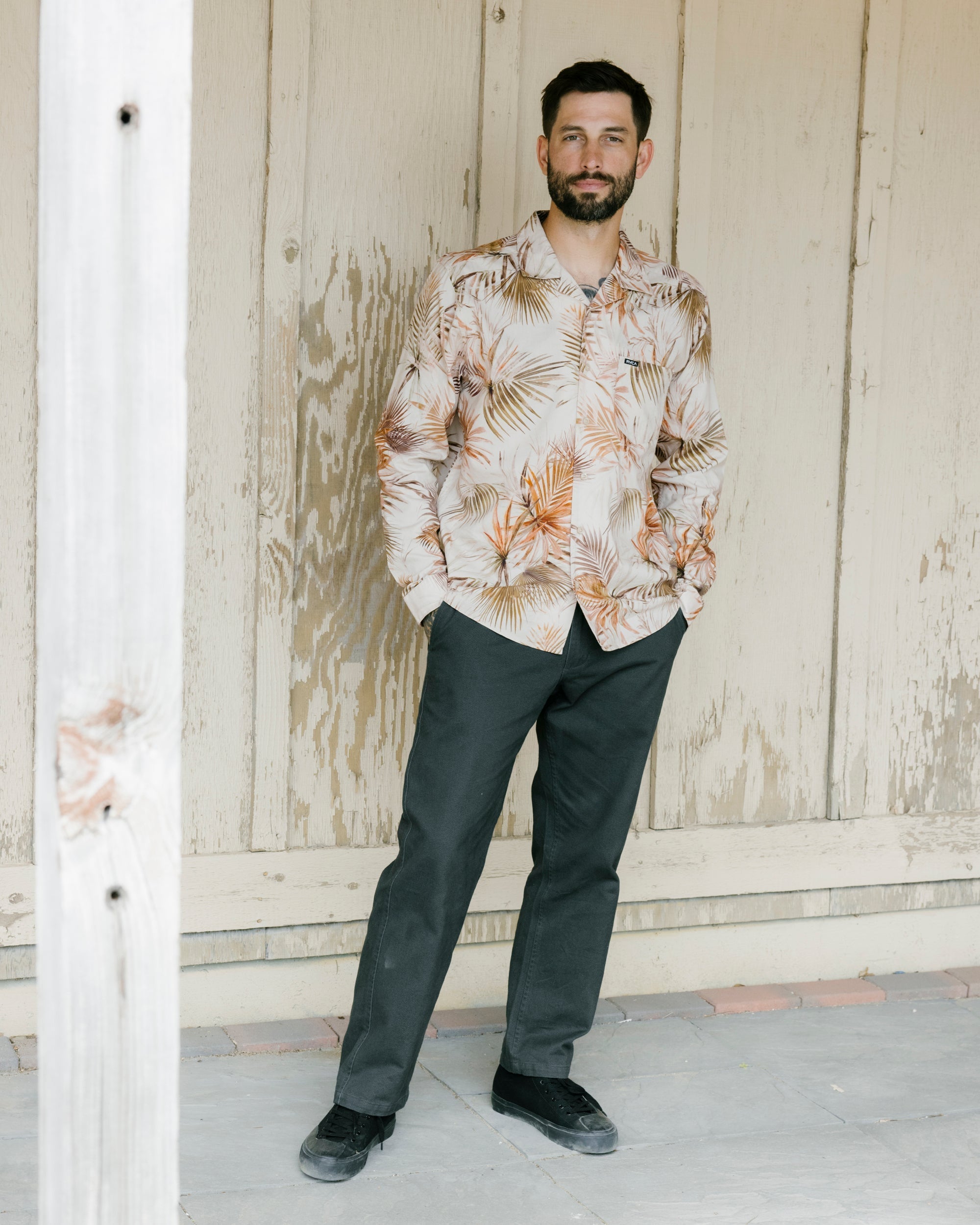 Mel G Palm Long Sleeve Shirt - Khaki