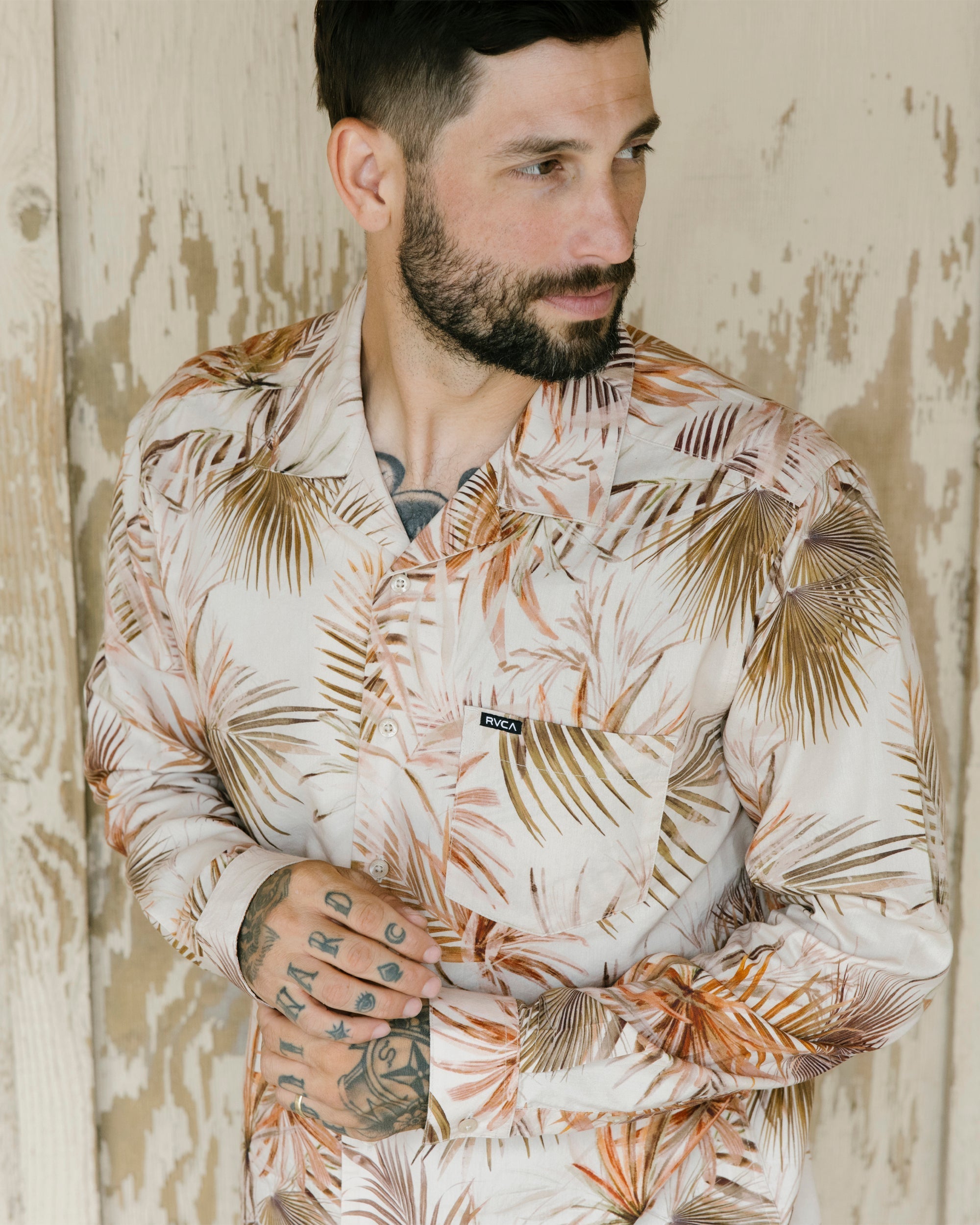 Mel G Palm Long Sleeve Shirt - Khaki