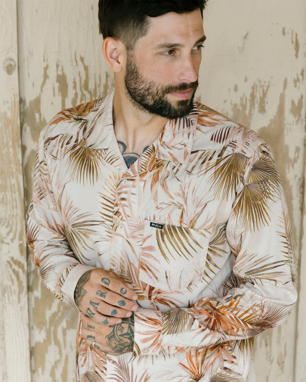 Mel G Palm Long Sleeve Shirt - Khaki