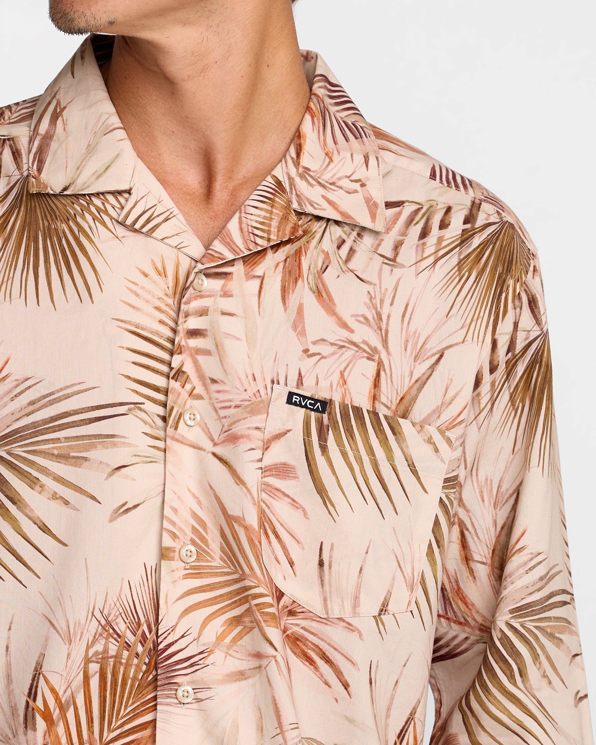 Mel G Palm Long Sleeve Shirt - Khaki