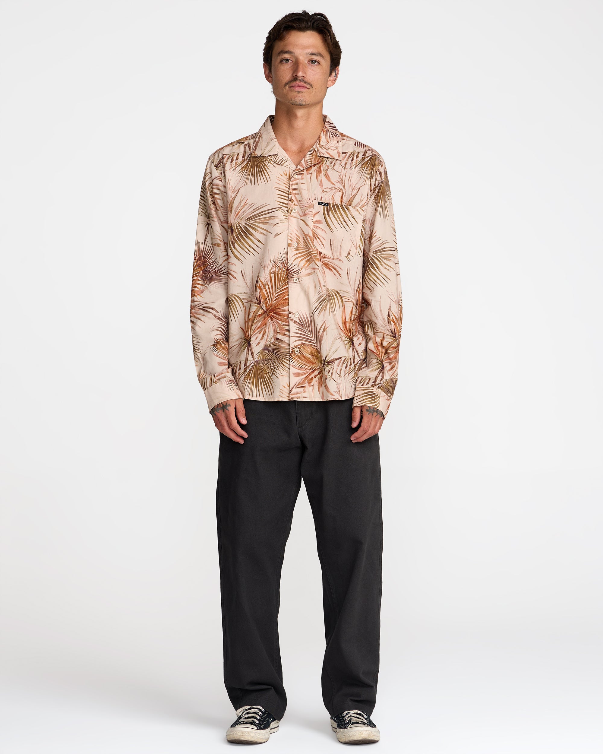 Mel G Palm Long Sleeve Shirt - Khaki