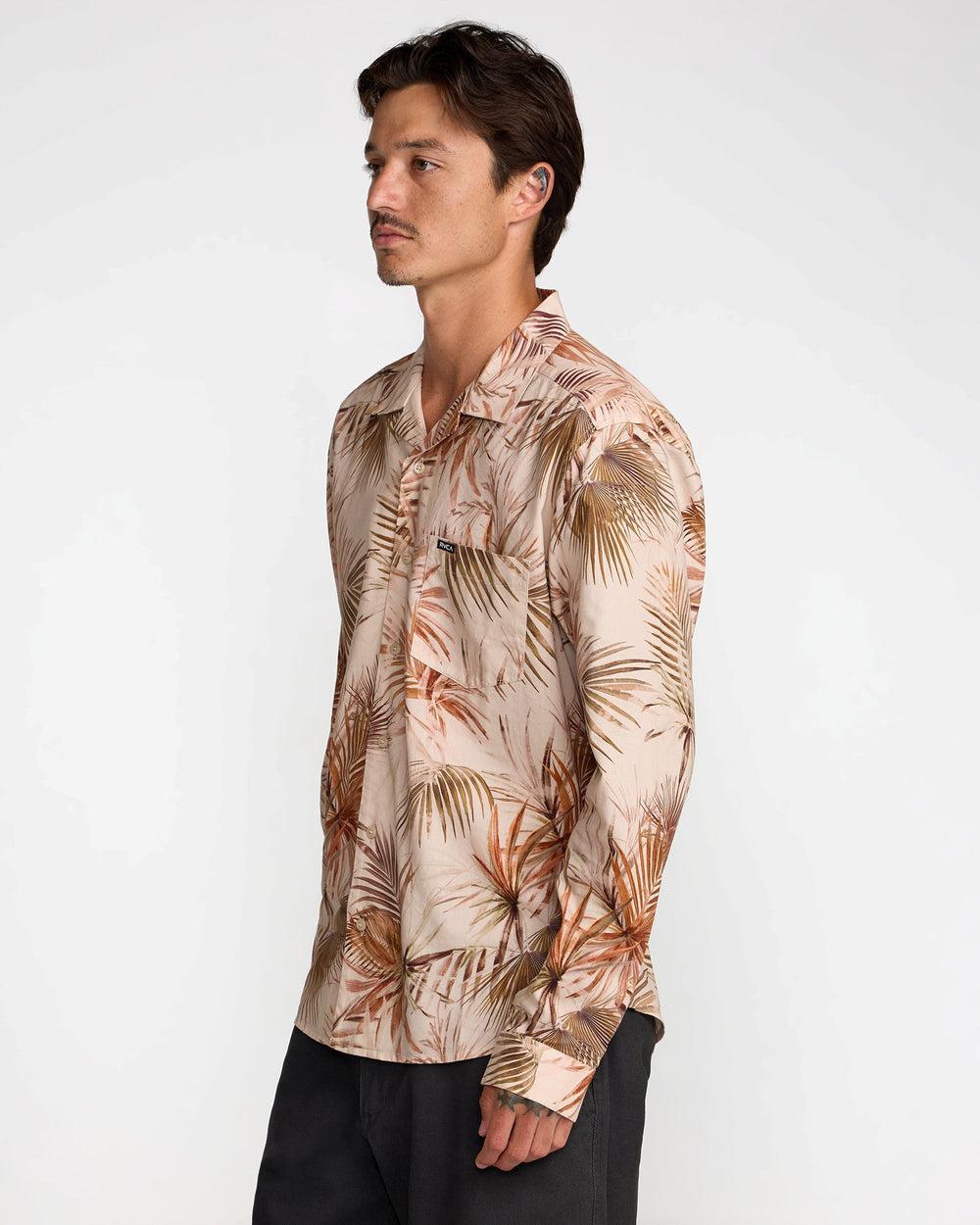 Mel G Palm Long Sleeve Shirt - Khaki