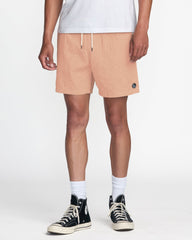 Exotica Seersucker Elastic 17" Short - Apricot