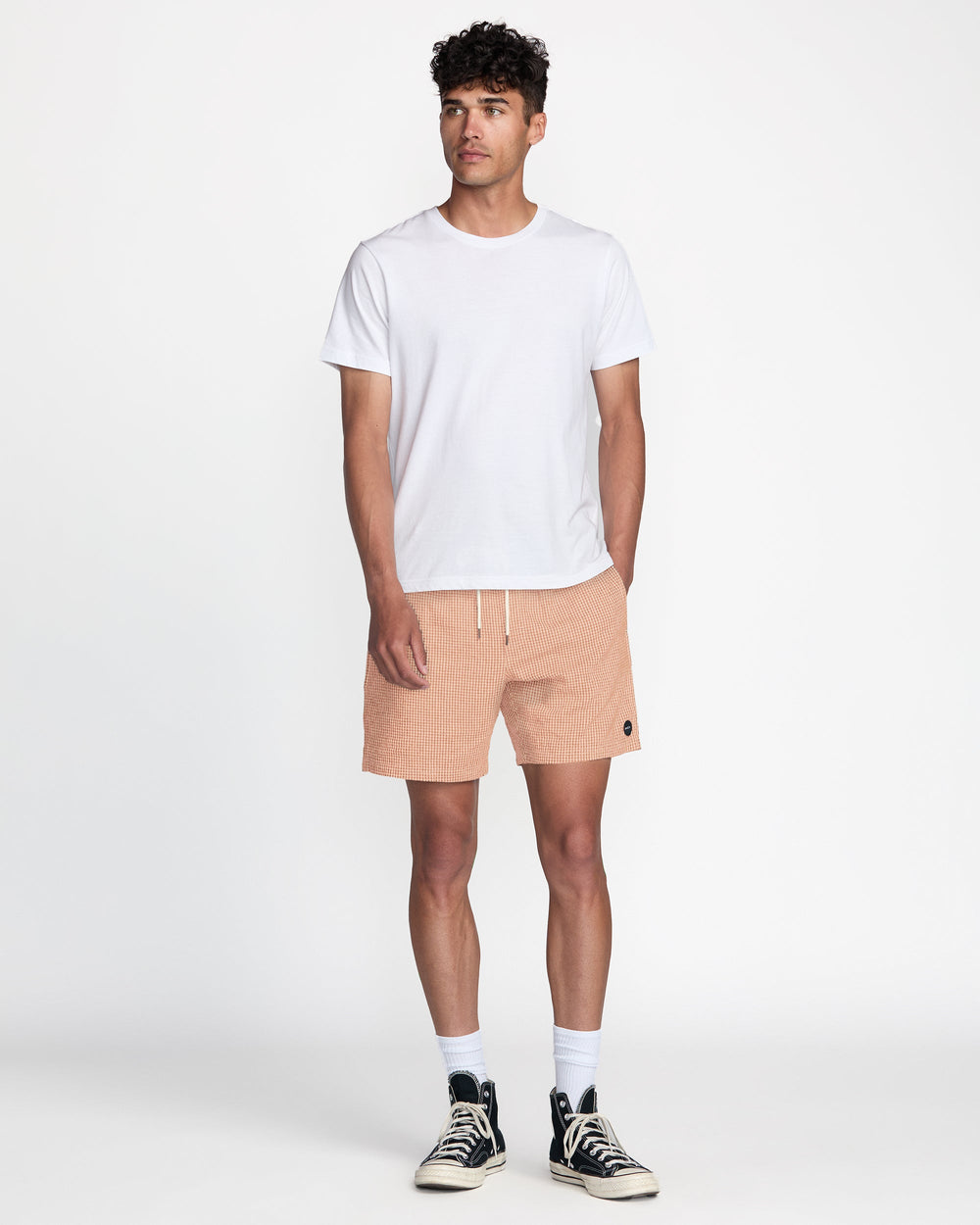 Exotica Seersucker Elastic 17" Short - Apricot