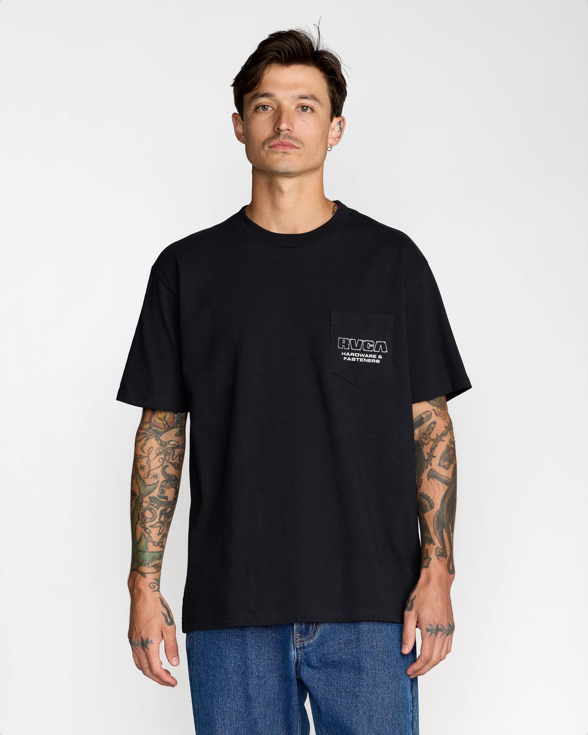 RVCA Fasteners Pocket Short Sleeve Tee - Black