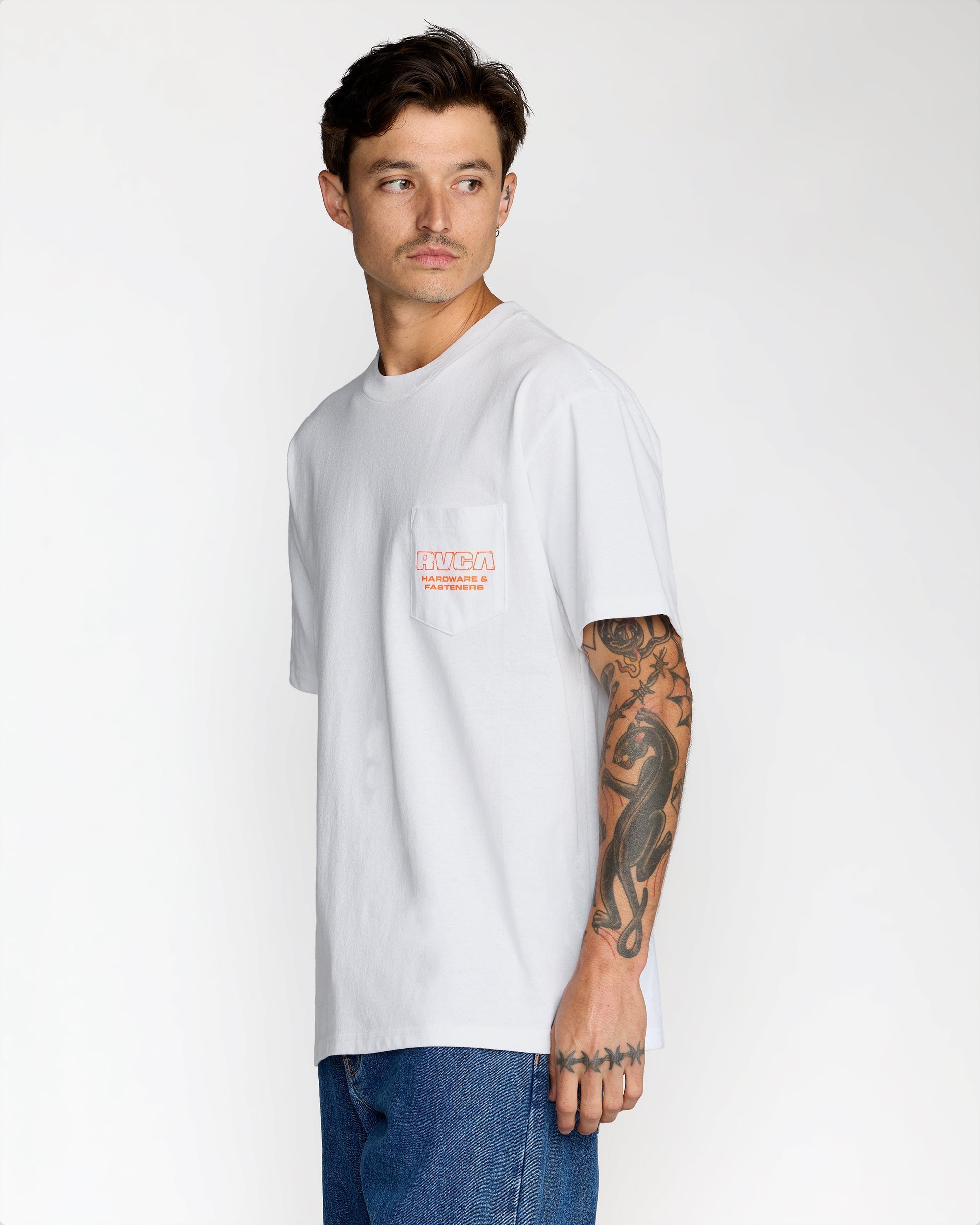 RVCA Fasteners Pocket Short Sleeve Tee - White