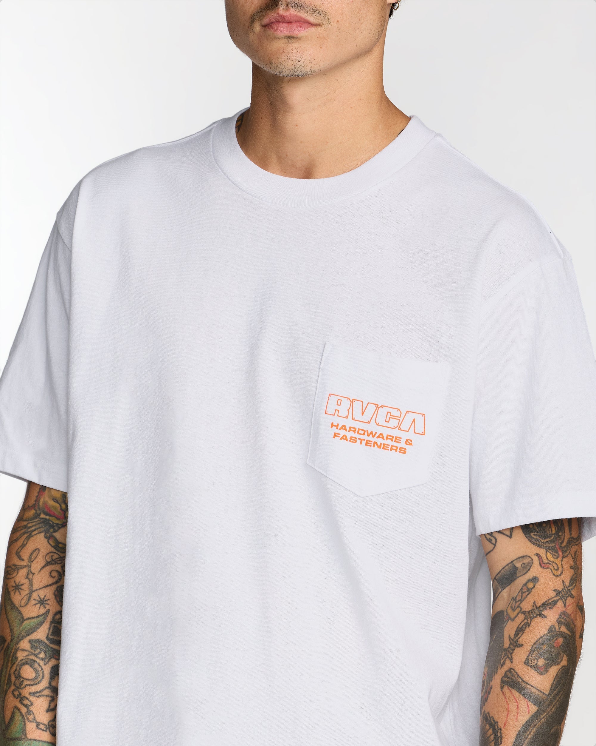 RVCA Fasteners Pocket Short Sleeve Tee - White