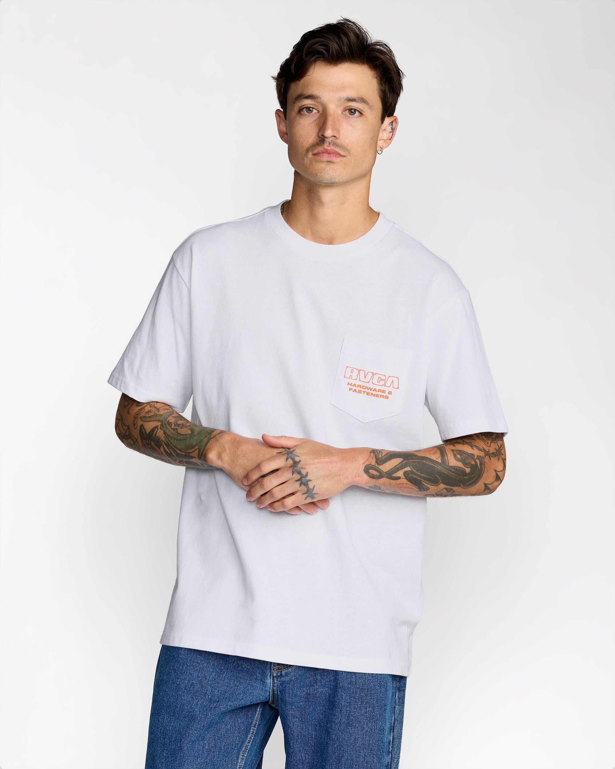 RVCA Fasteners Pocket Short Sleeve Tee - White