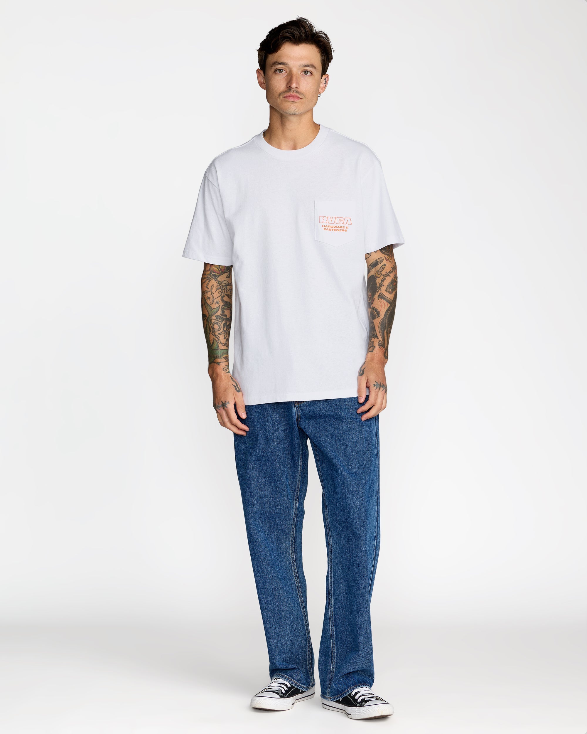 RVCA Fasteners Pocket Short Sleeve Tee - White