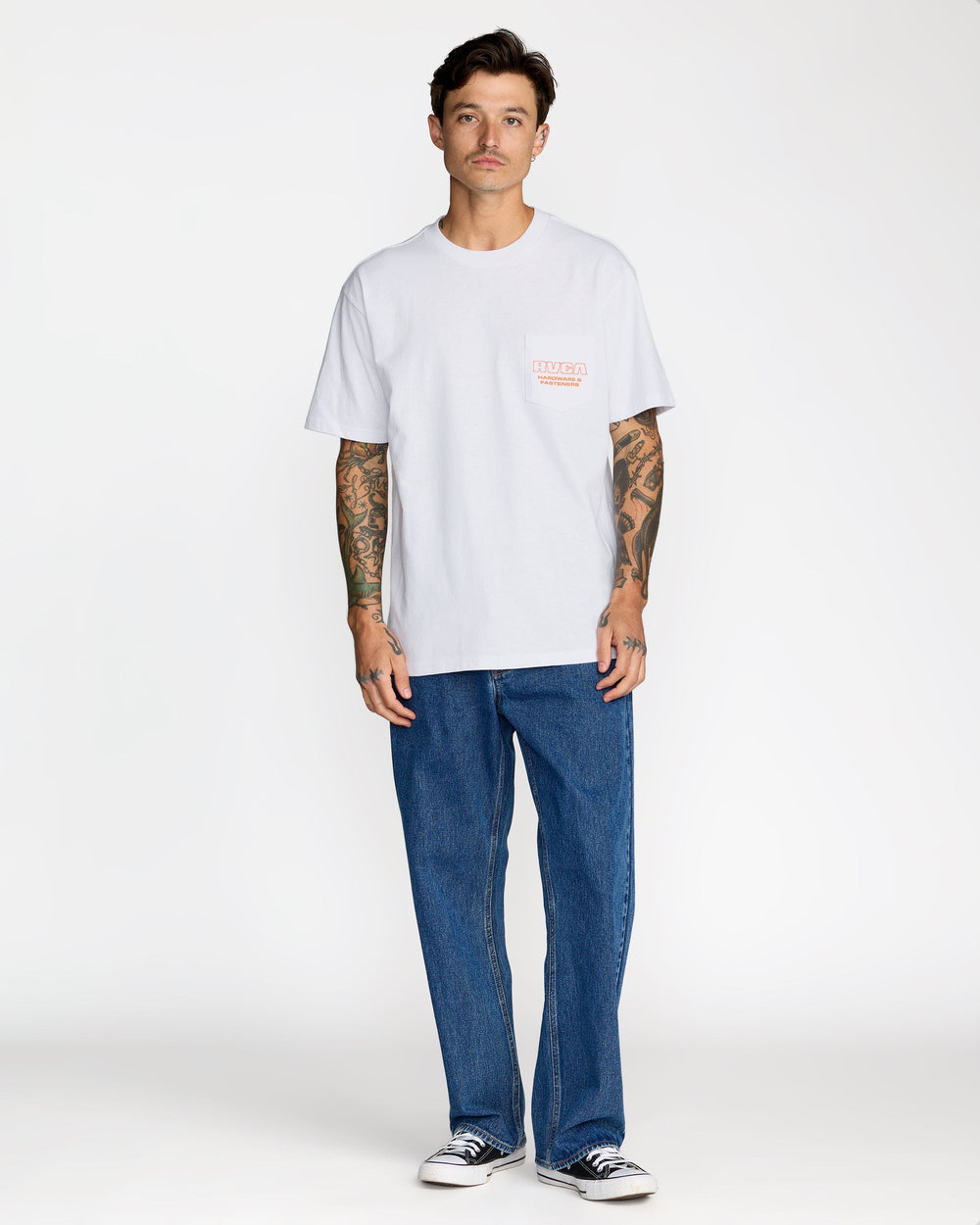 RVCA Fasteners Pocket Short Sleeve Tee - White