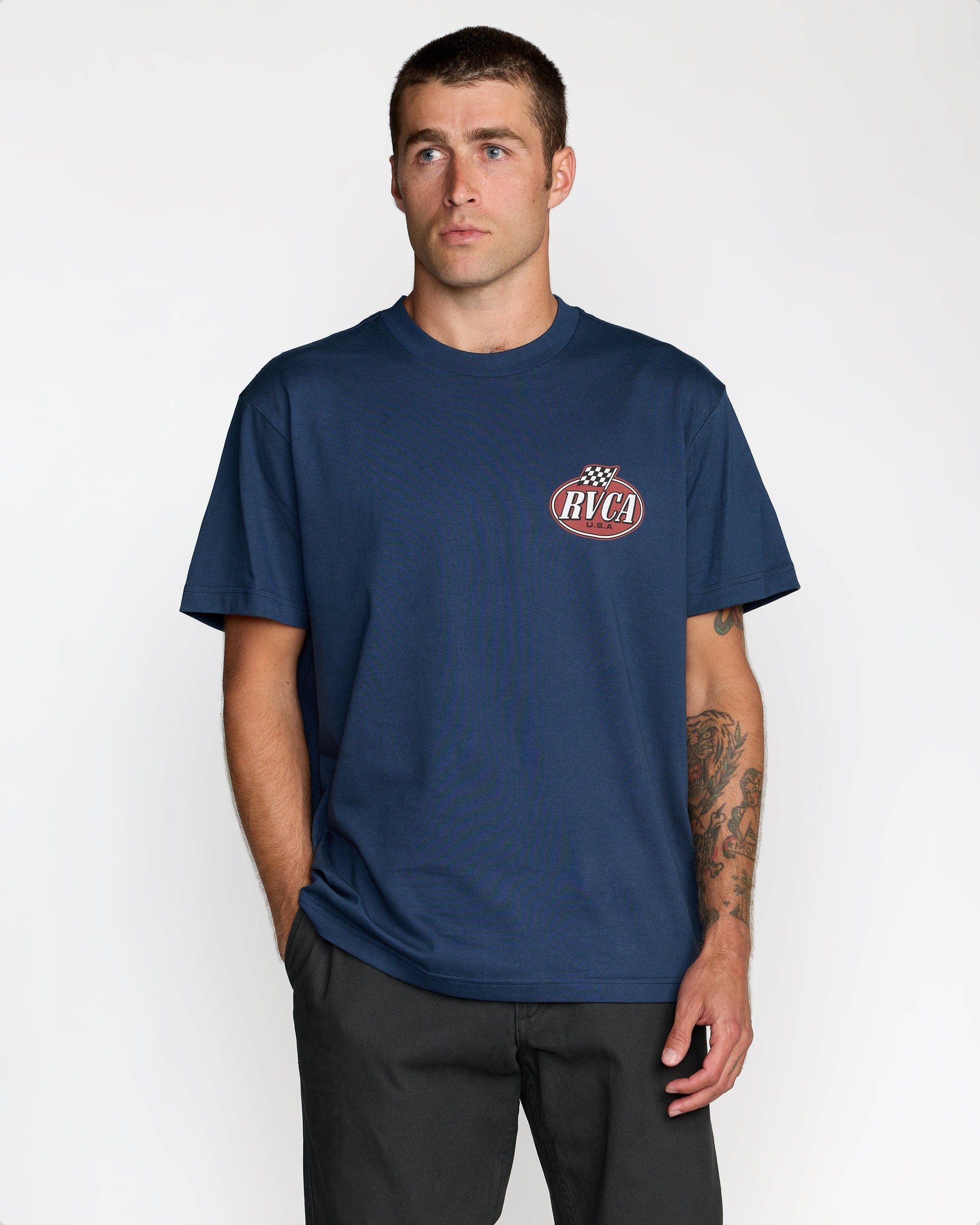Speed Check Short Sleeve Tee - Moody Blue