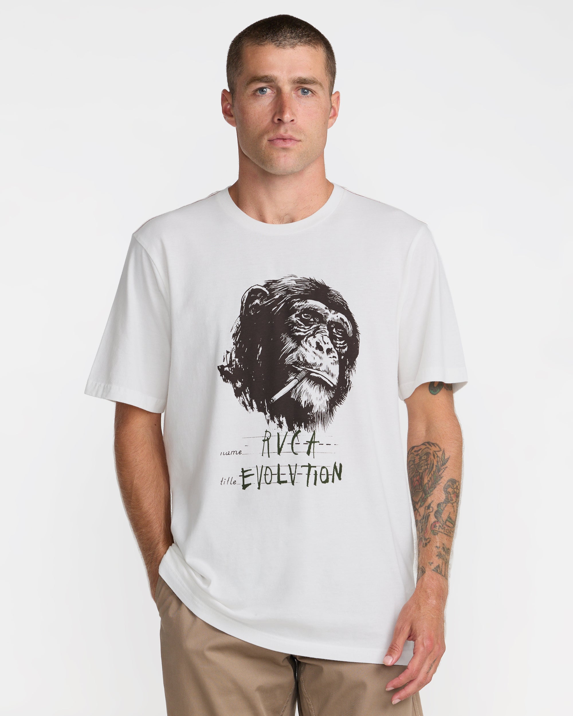 RVCA Evolution Short Sleeve Tee - Antique White