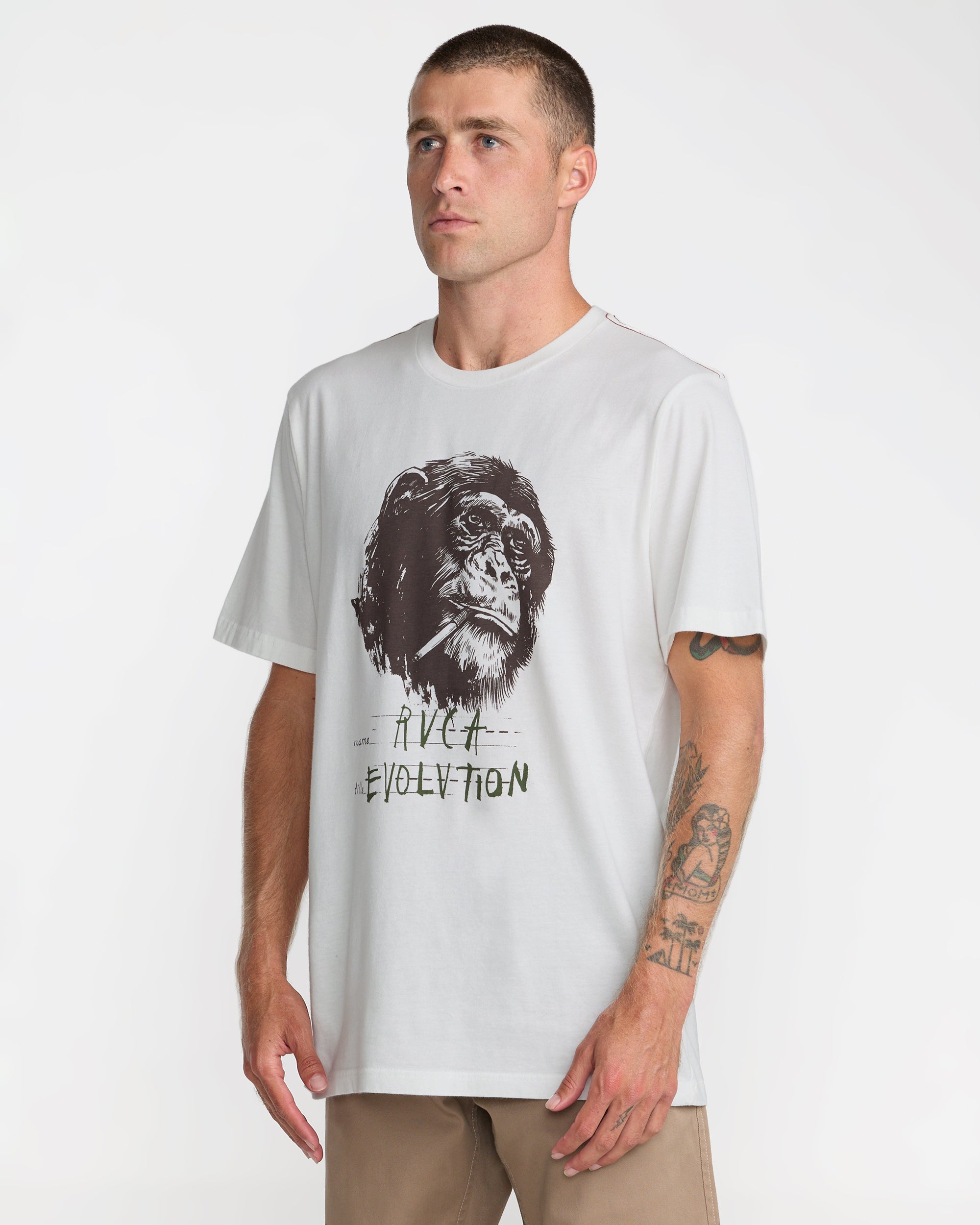 RVCA Evolution Short Sleeve Tee - Antique White