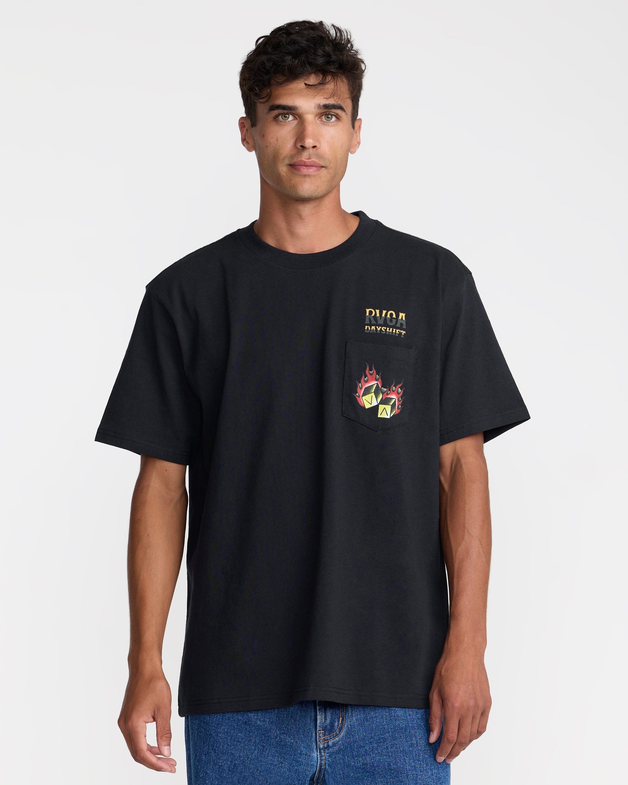 Hot Dice Short Sleeve Pocket Tee - Black