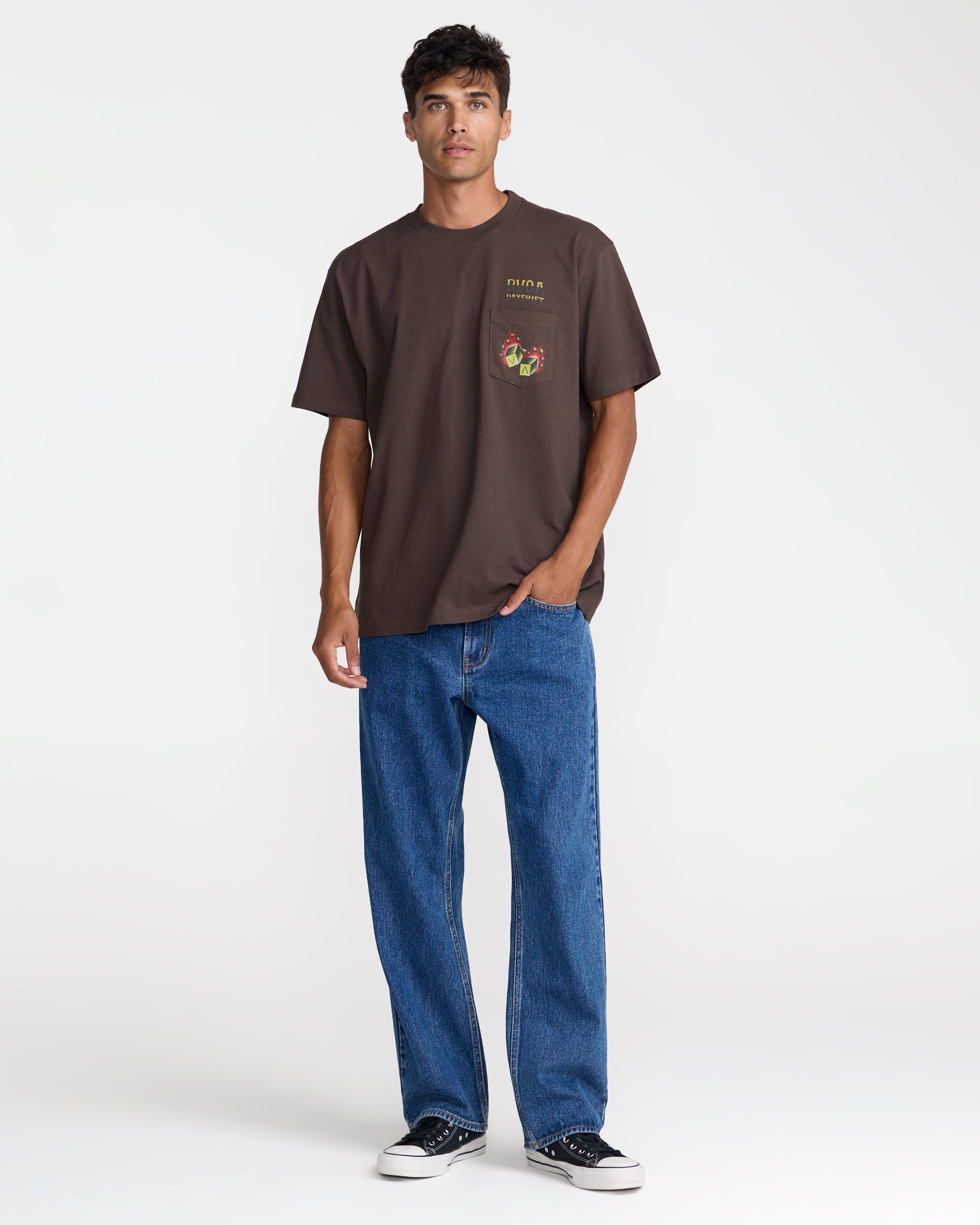 Hot Dice Short Sleeve Pocket Tee - Mocha
