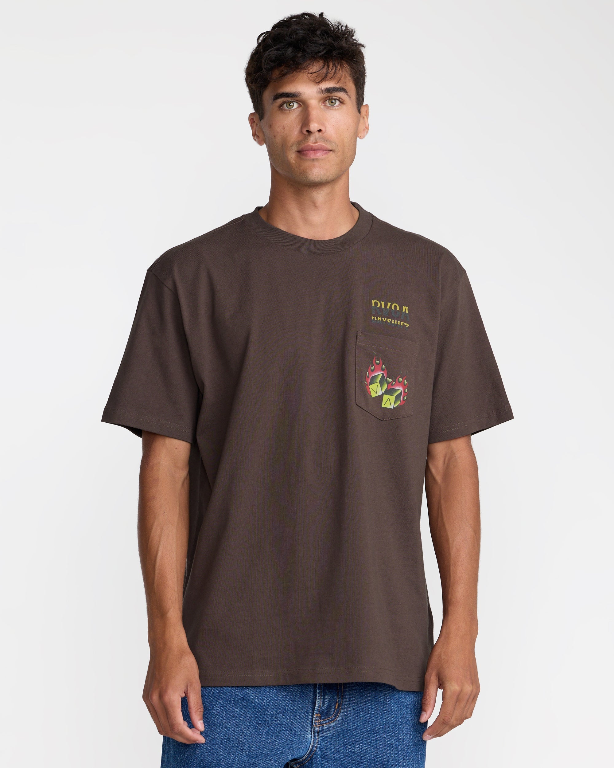 Hot Dice Short Sleeve Pocket Tee - Mocha