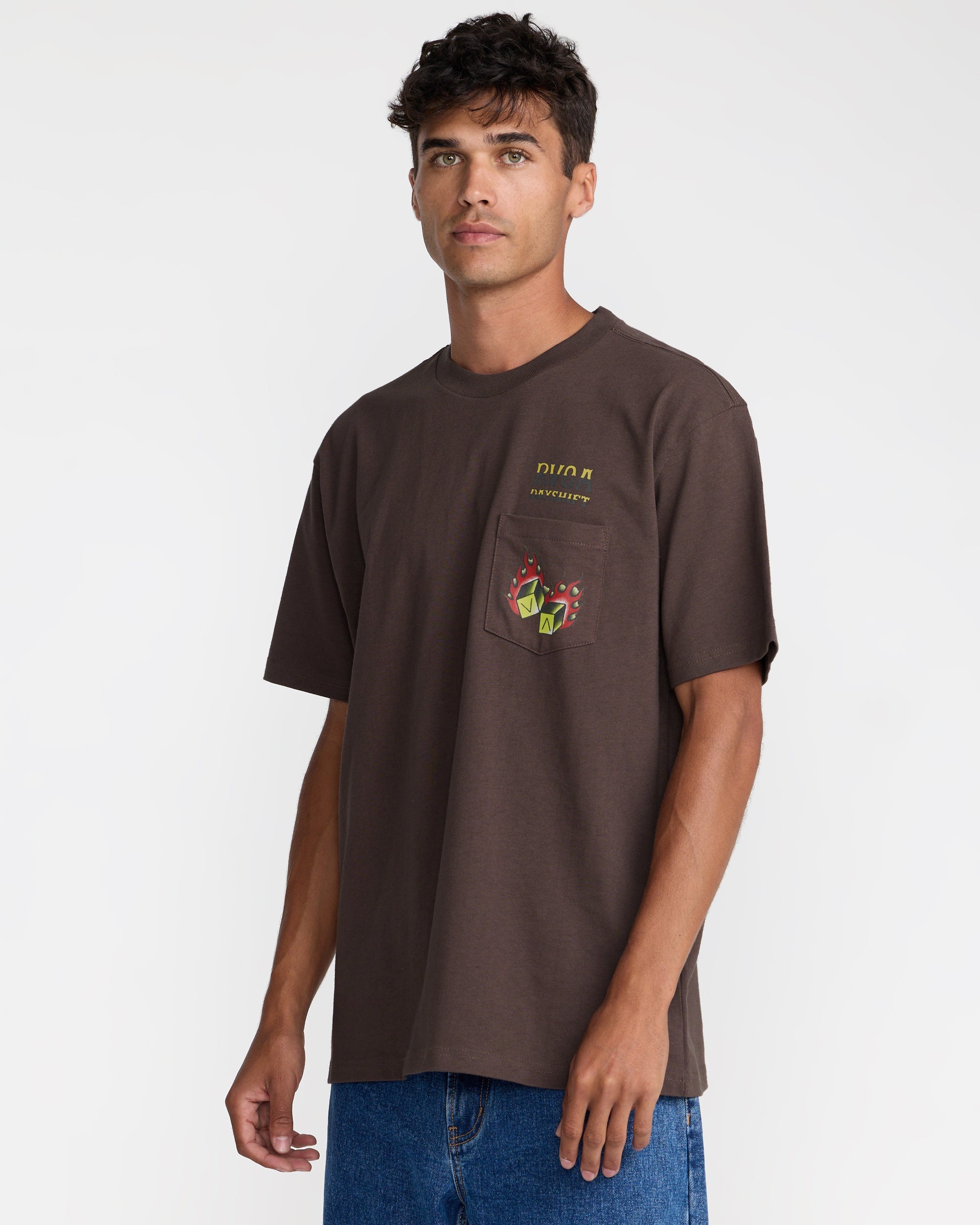 Hot Dice Short Sleeve Pocket Tee - Mocha