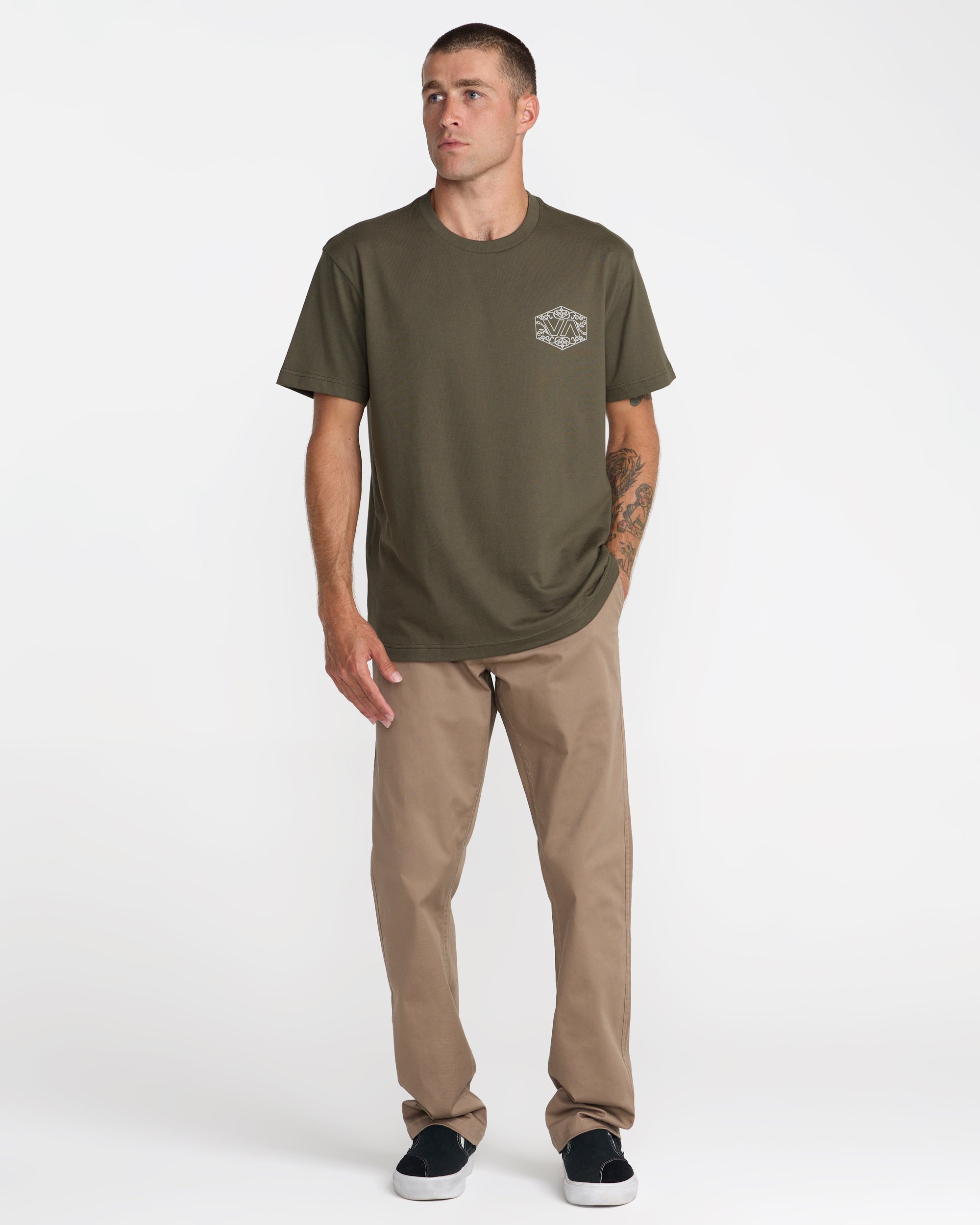 Hex Filigre Short Sleeve Tee - Fatigue