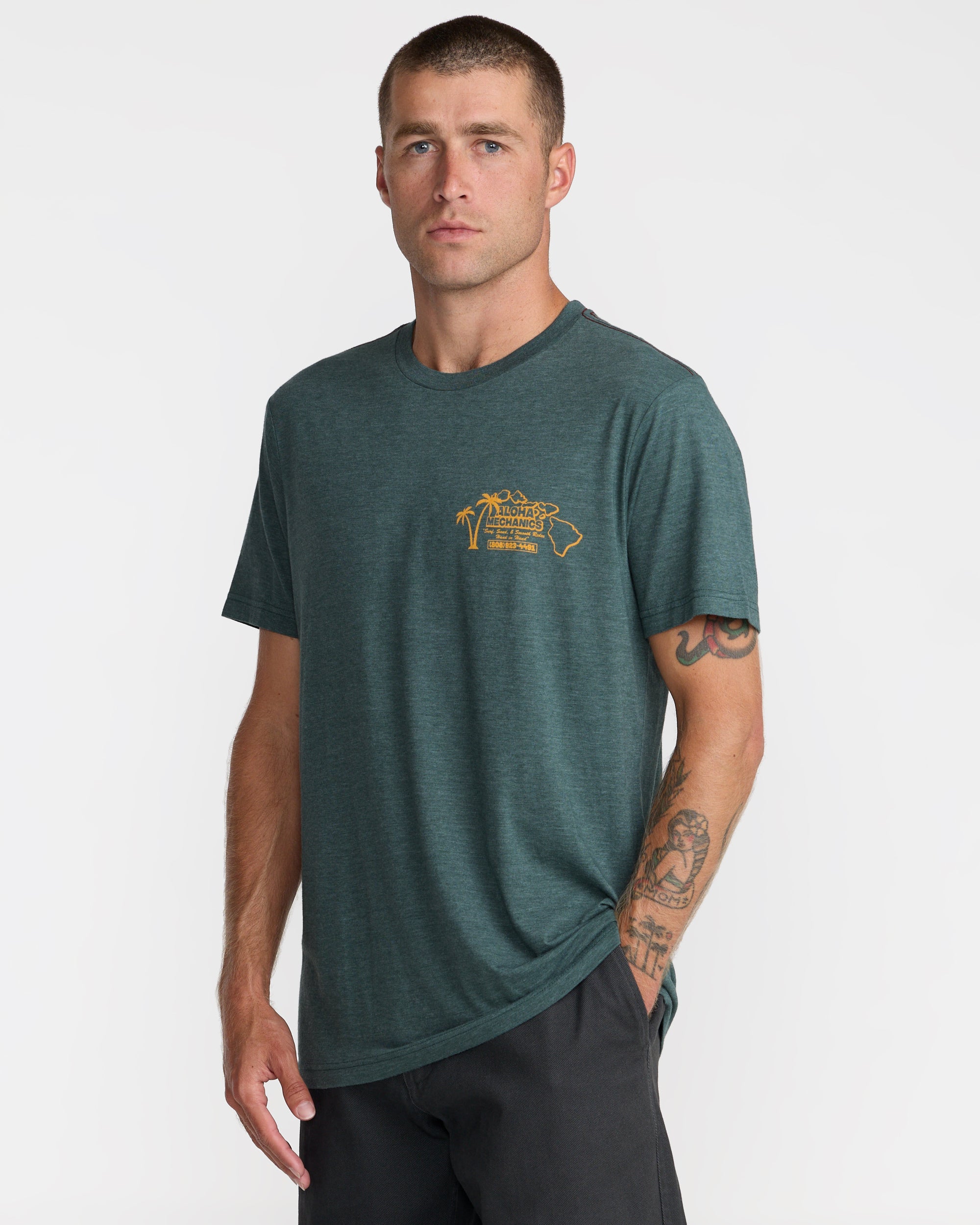Aloha Mechanics Short Sleeve Tee - Balsam Green
