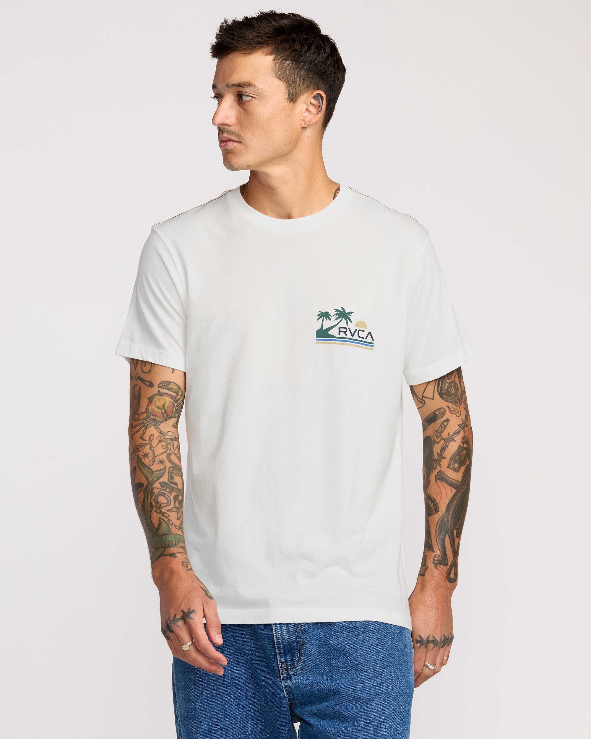 Palm Trail Short Sleeve Tee - Antique White