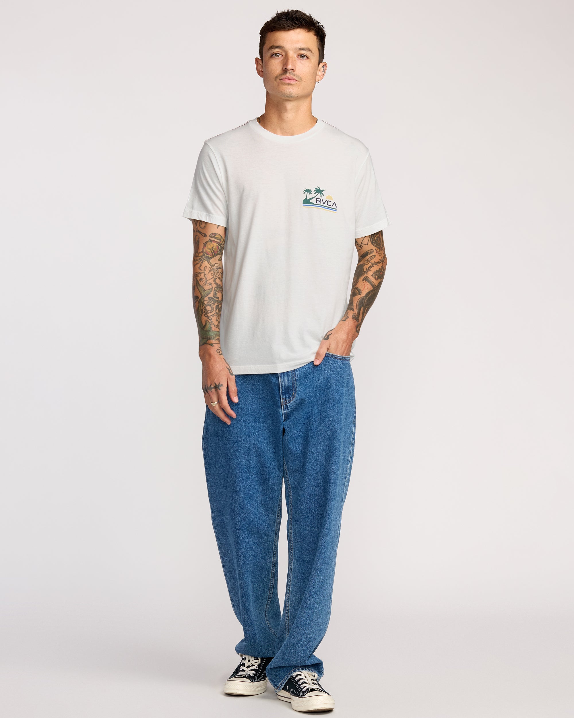 Palm Trail Short Sleeve Tee - Antique White