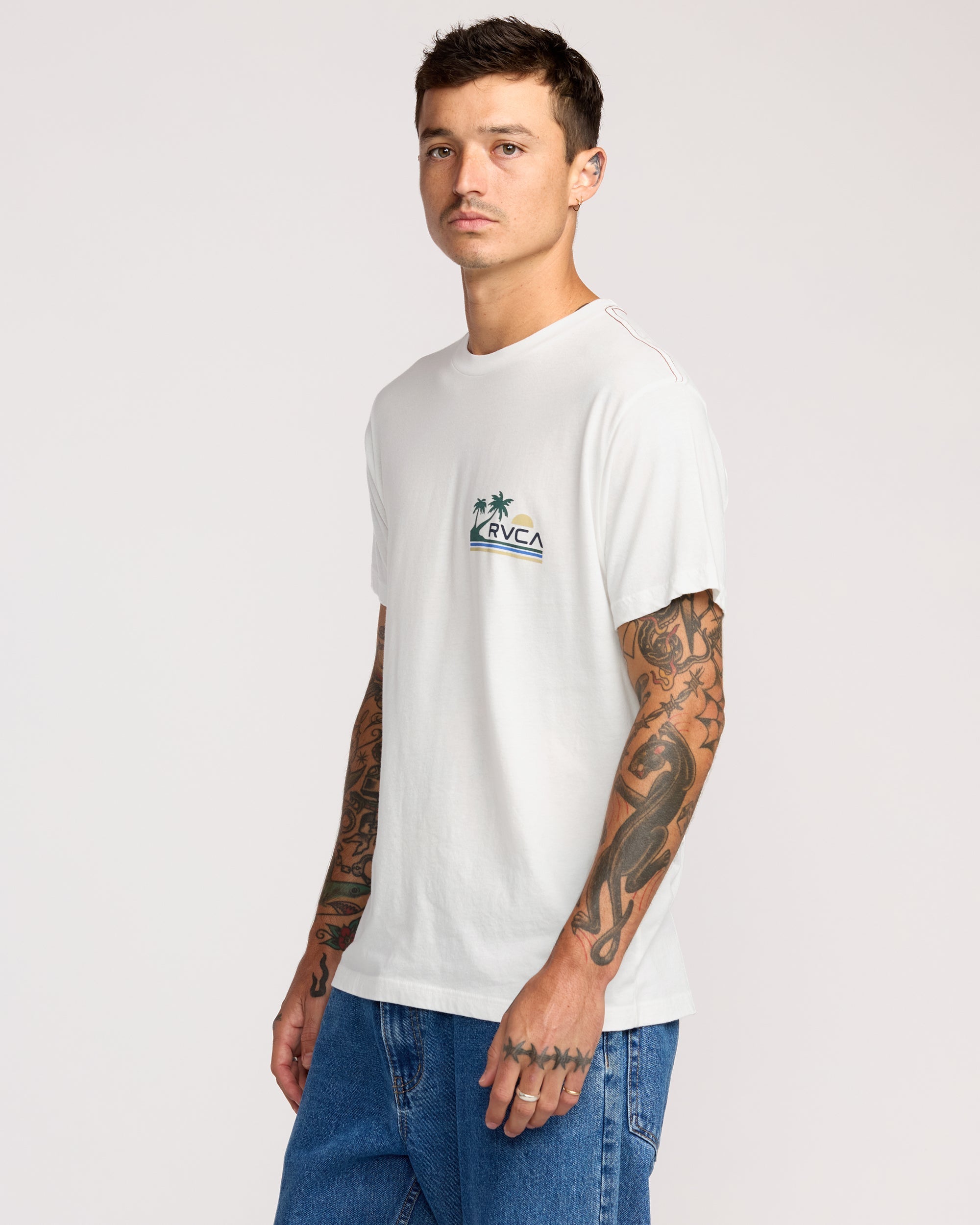 Palm Trail Short Sleeve Tee - Antique White