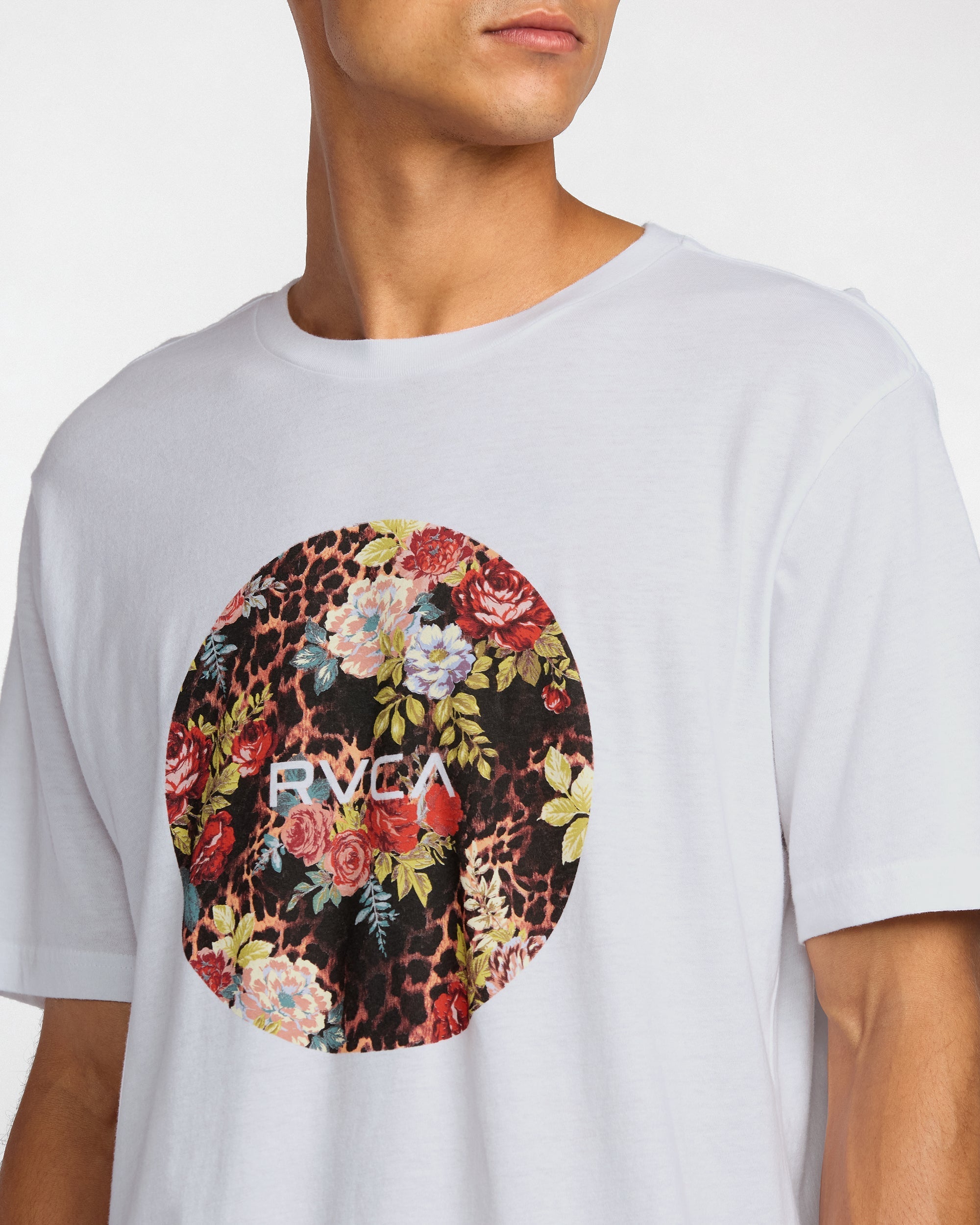Motors Short Sleeve Tee - White Floral Leopard