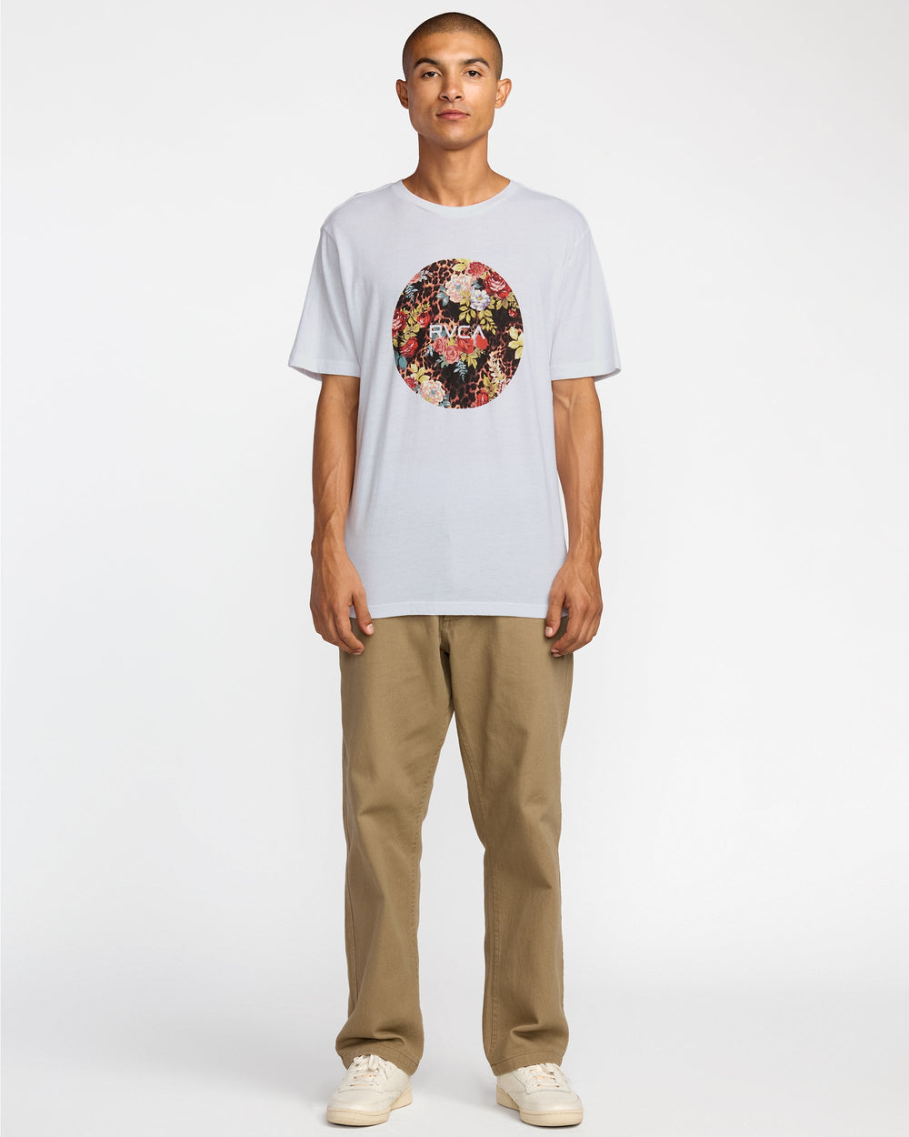 Motors Short Sleeve Tee - White Floral Leopard