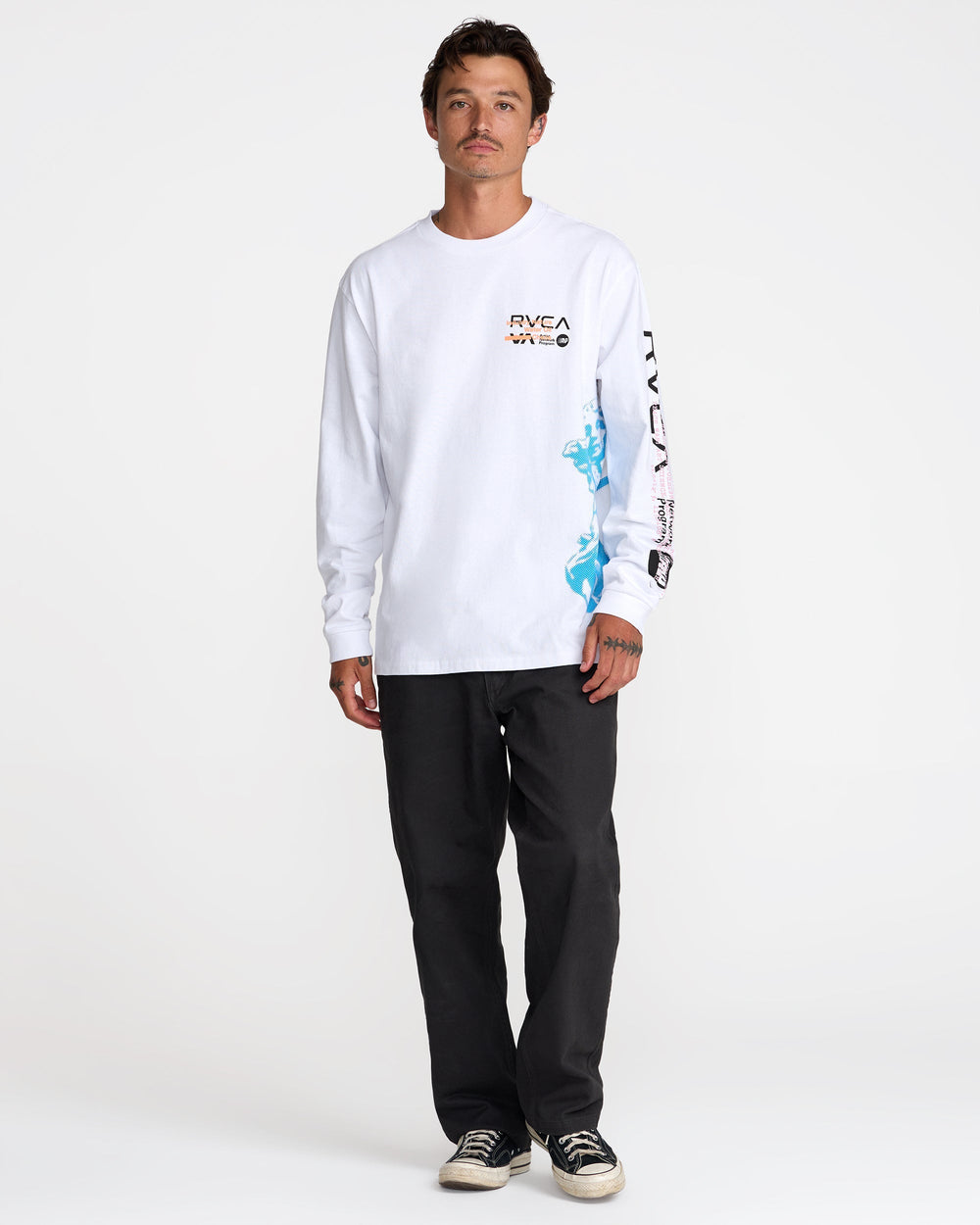 Overprint Long Sleeve Tee - White