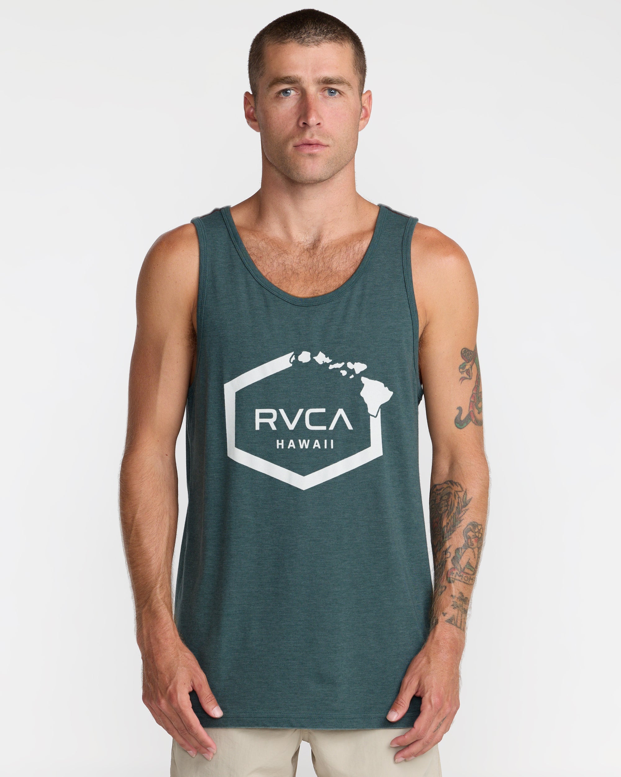 Island Hex Tank Top - Balsam Green