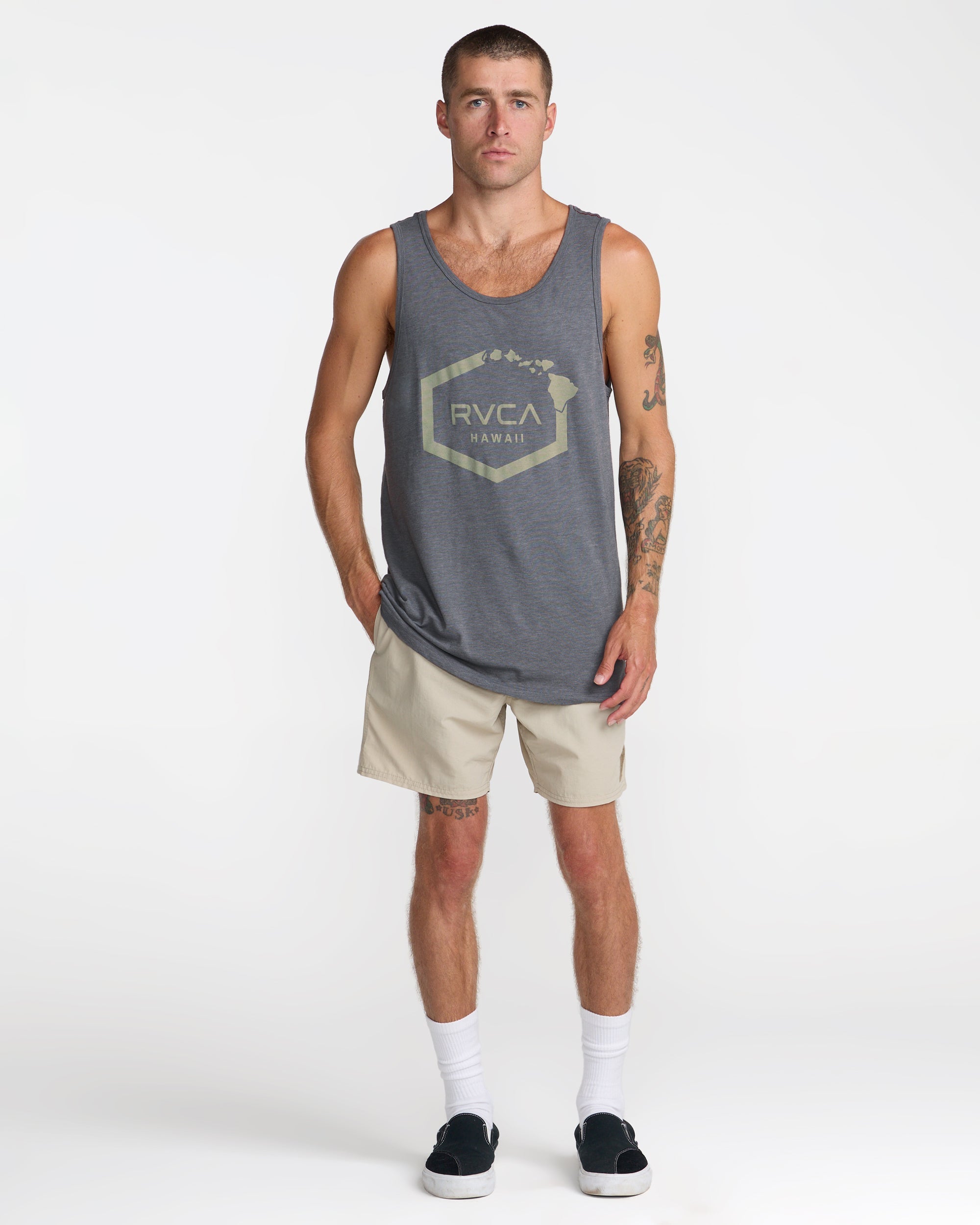 Island Hex Tank Top - Smoke