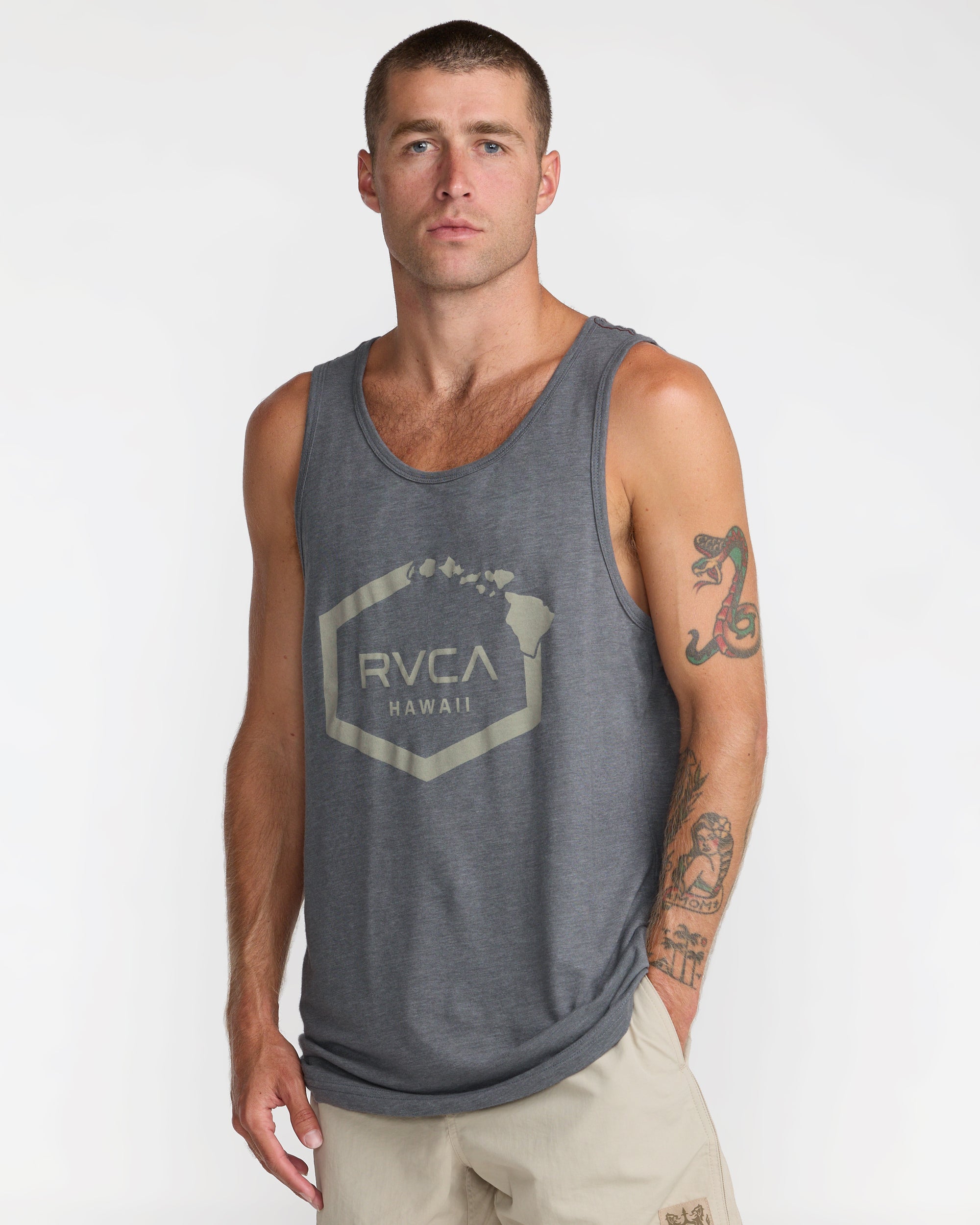 Island Hex Tank Top - Smoke