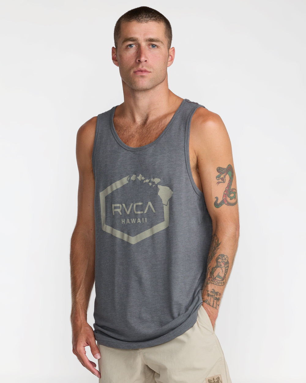 Island Hex Tank Top - Smoke