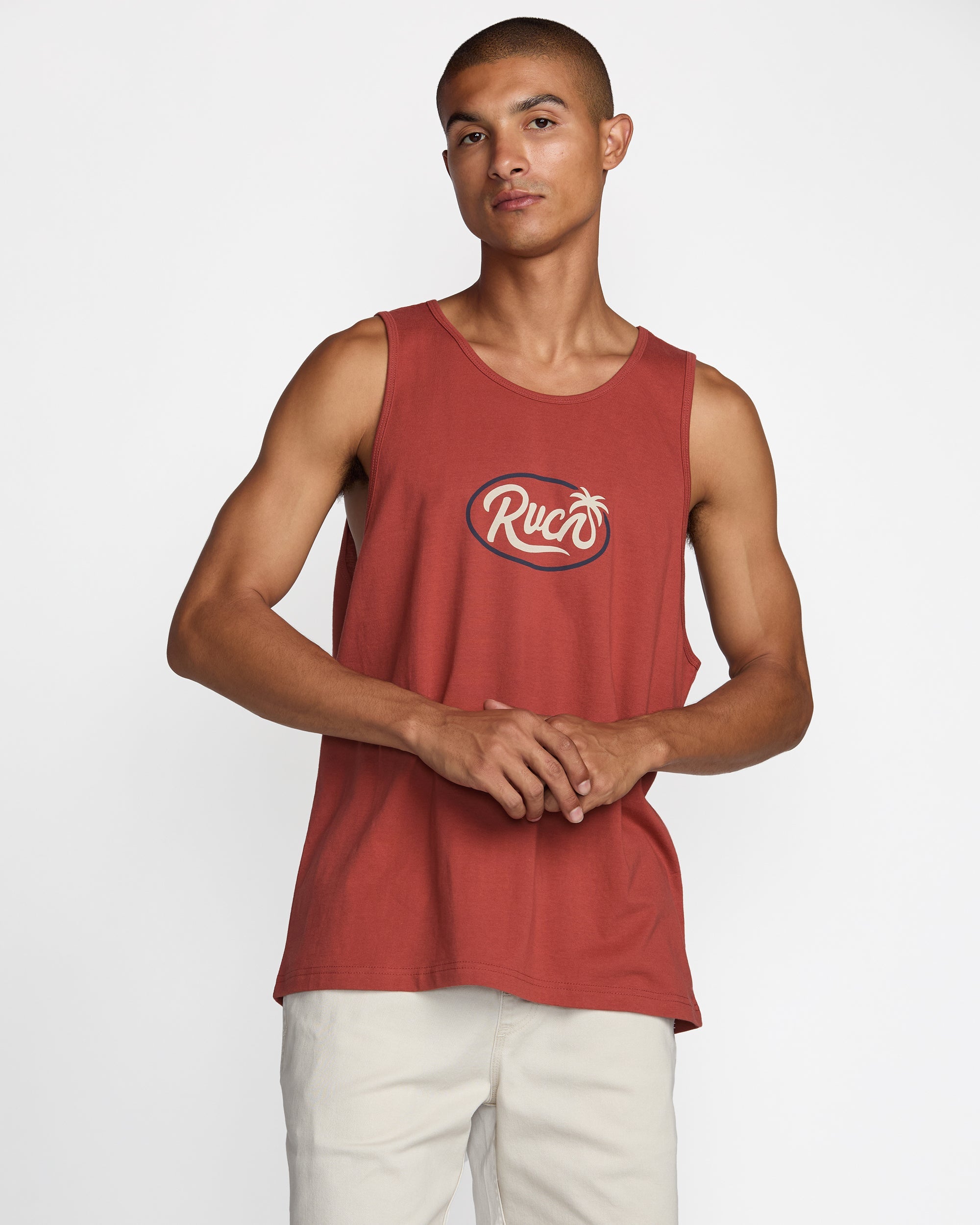 Frond Script Tank - Dusty Red