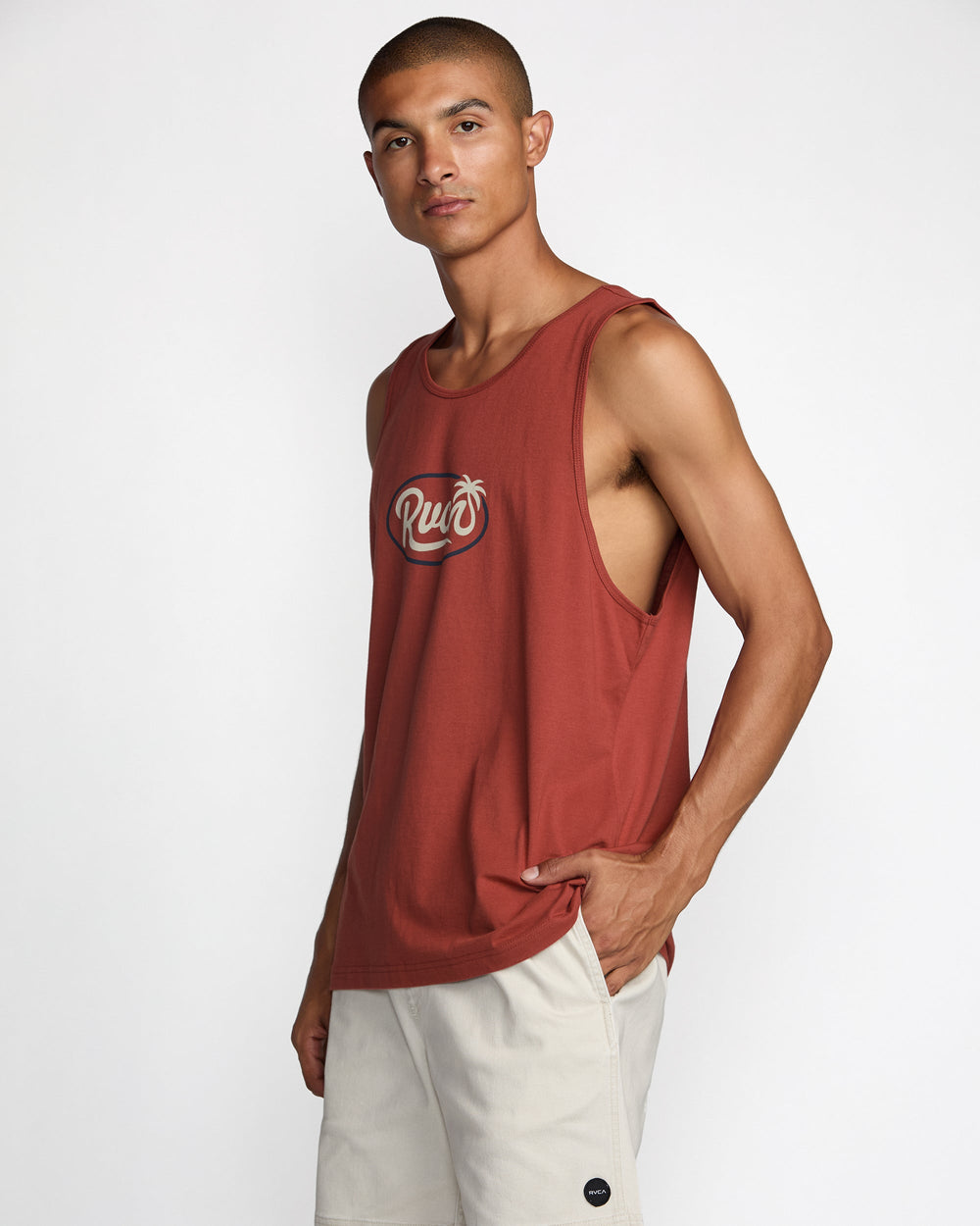 Frond Script Tank - Dusty Red
