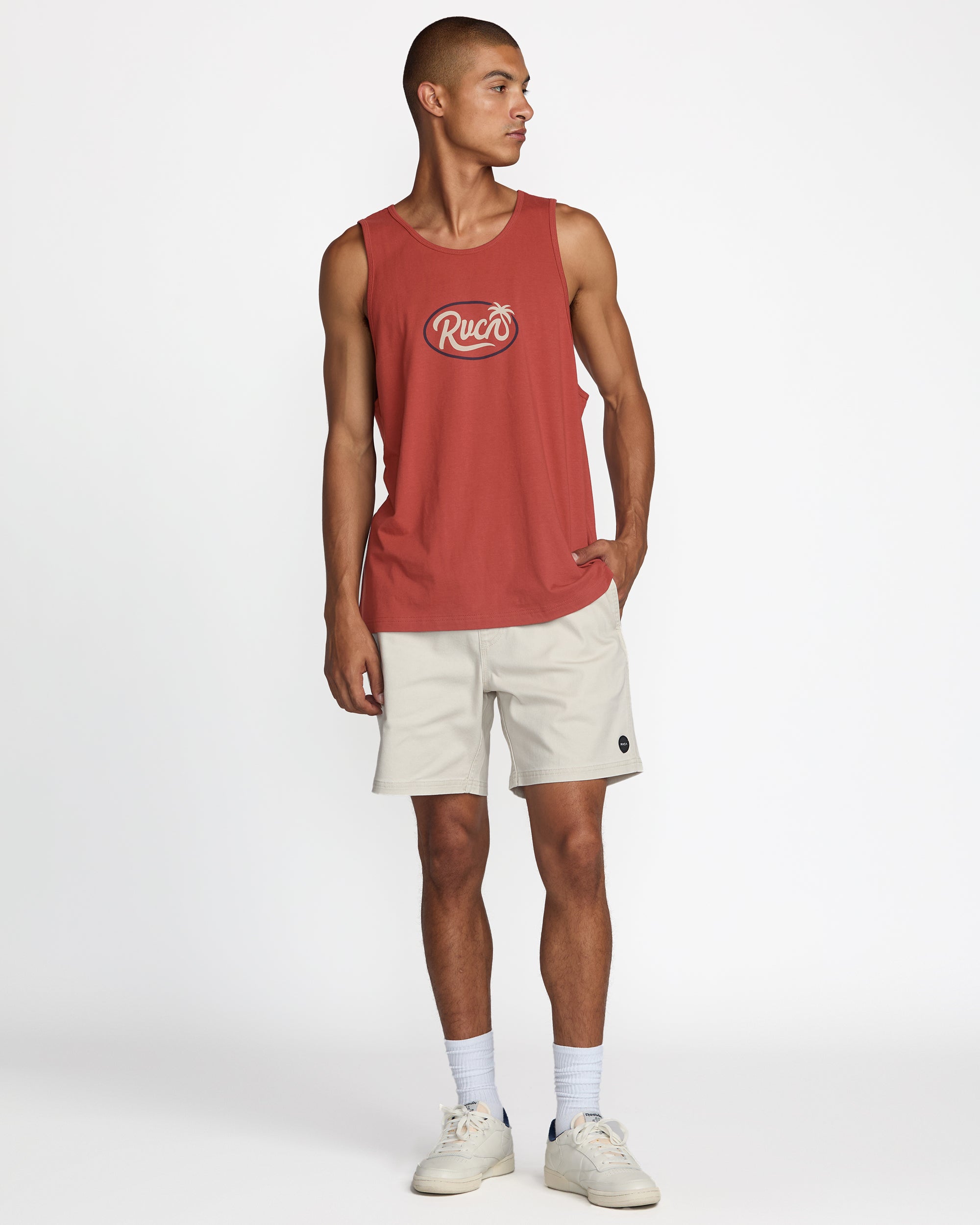 Frond Script Tank - Dusty Red