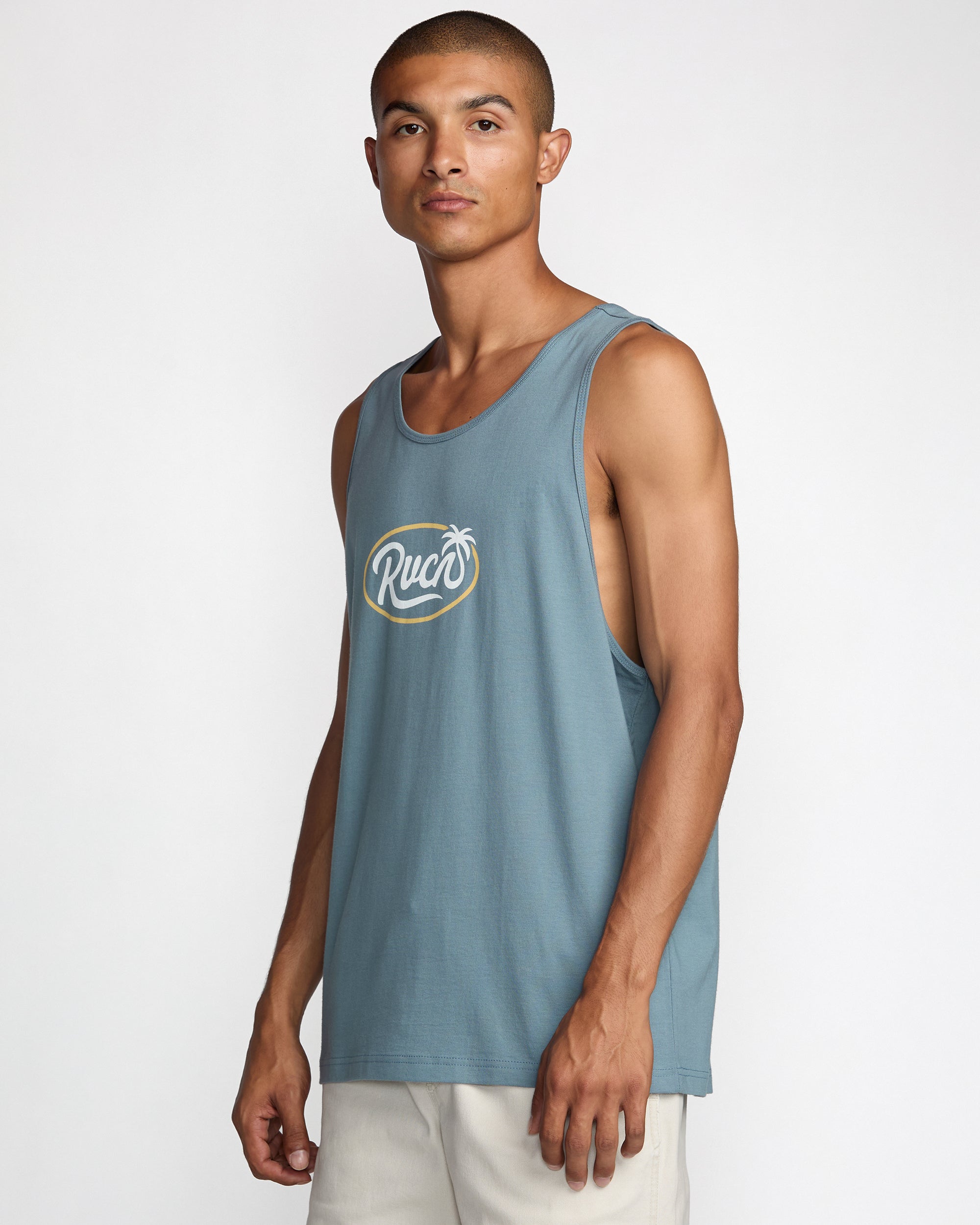 Frond Script Tank - Vintage Navy