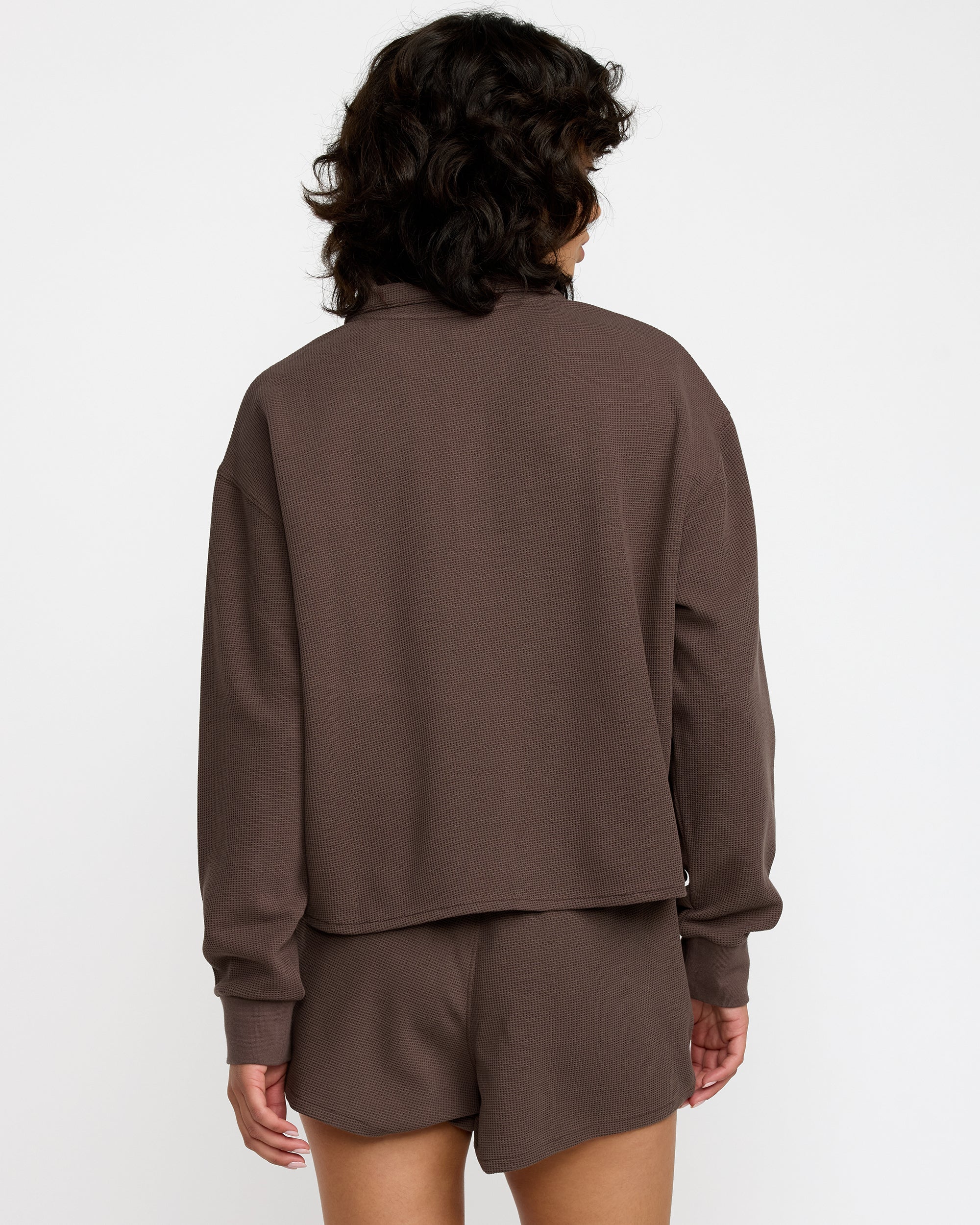 Glory Waffle Pullover Quarter Zip - Bear Brown