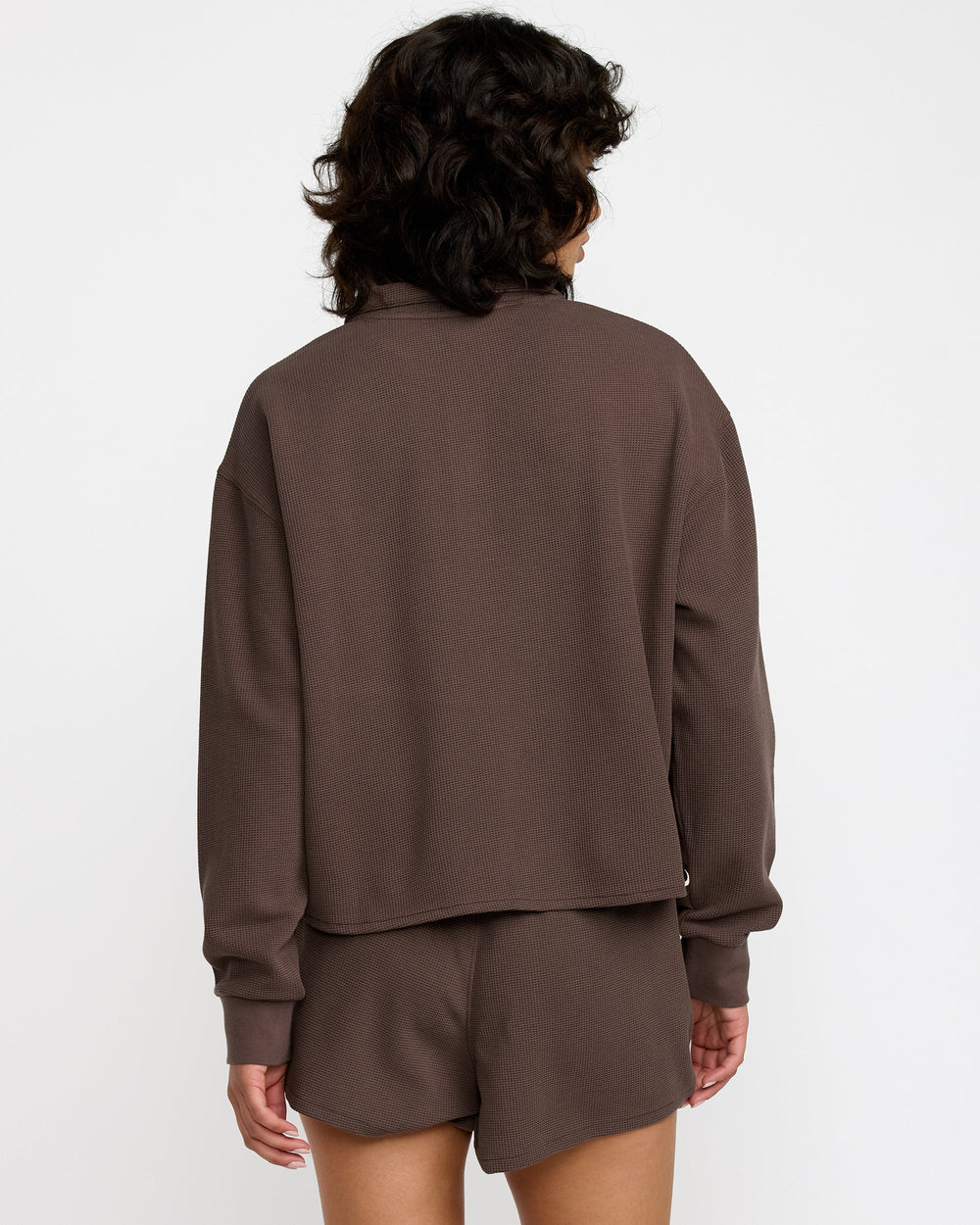 Glory Waffle Pullover Quarter Zip - Bear Brown