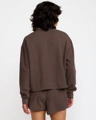 Glory Waffle Pullover Quarter Zip - Bear Brown